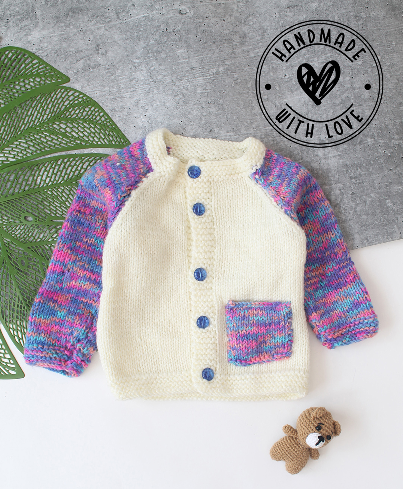 Woonie Handknitted Full Sleeves Pocket Detailed Front Open Sweater - Cream-image-23