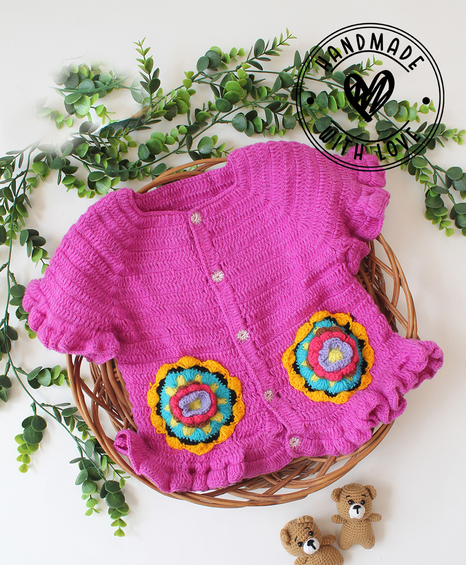 Woonie Hand Knit Sleeveless Floral Applique Detailed Sweater - Purple-image-33