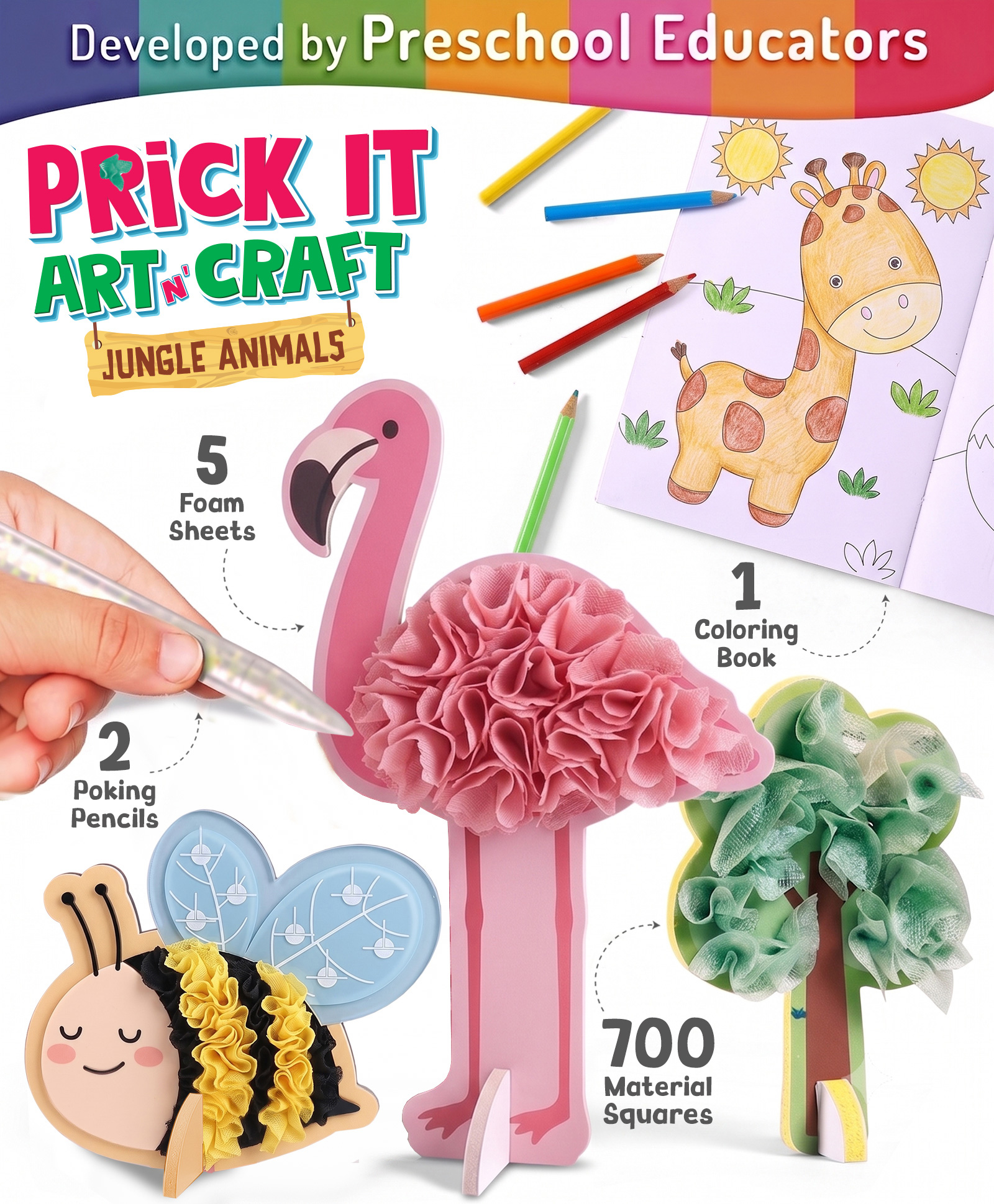 Intelliskills Jungle Animals Prick It Art N' Craft Creative DIY Kit | Fine Motor Skills | Safe & Easy Paper Pricking Creative Learning & Screen-Free Play BIS Certified Educator Recommended-image-25