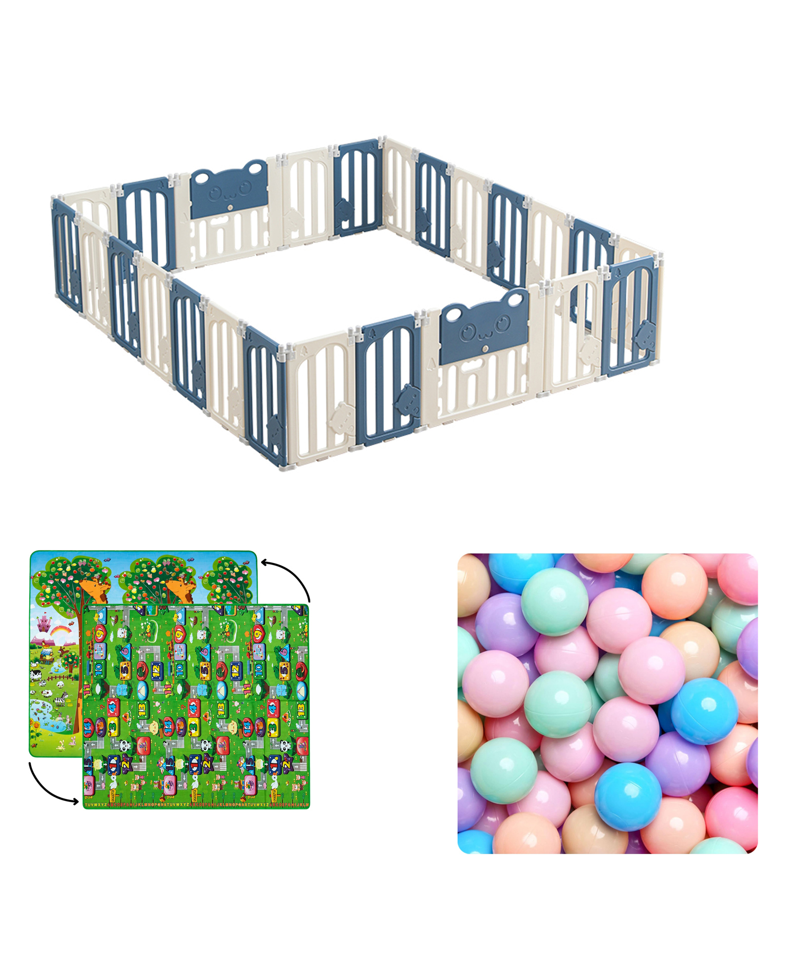Kids Station Little Bear Blue Baby Play Yard Play Pen 150x200 cm Spacious Indoor Play Pen for Babies & Toddlers with Safety Features and Storage Pockets-image-40