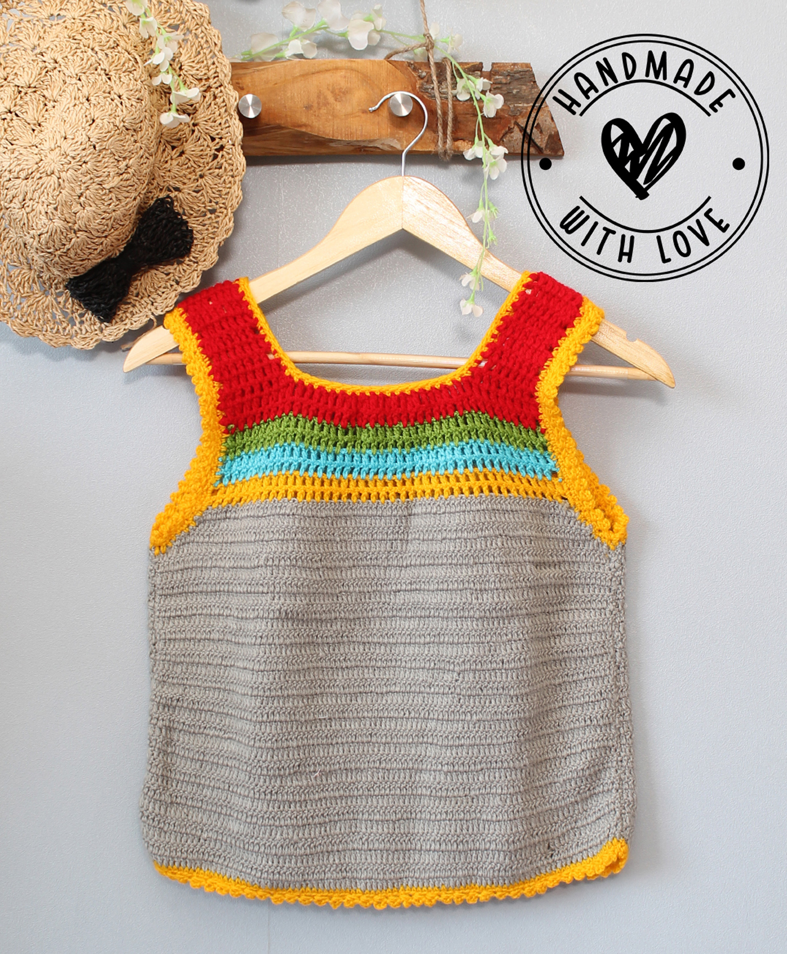 Woonie Hand Knitted Sleeveless Colour Blocked Sweater - Multi Colour-image-47