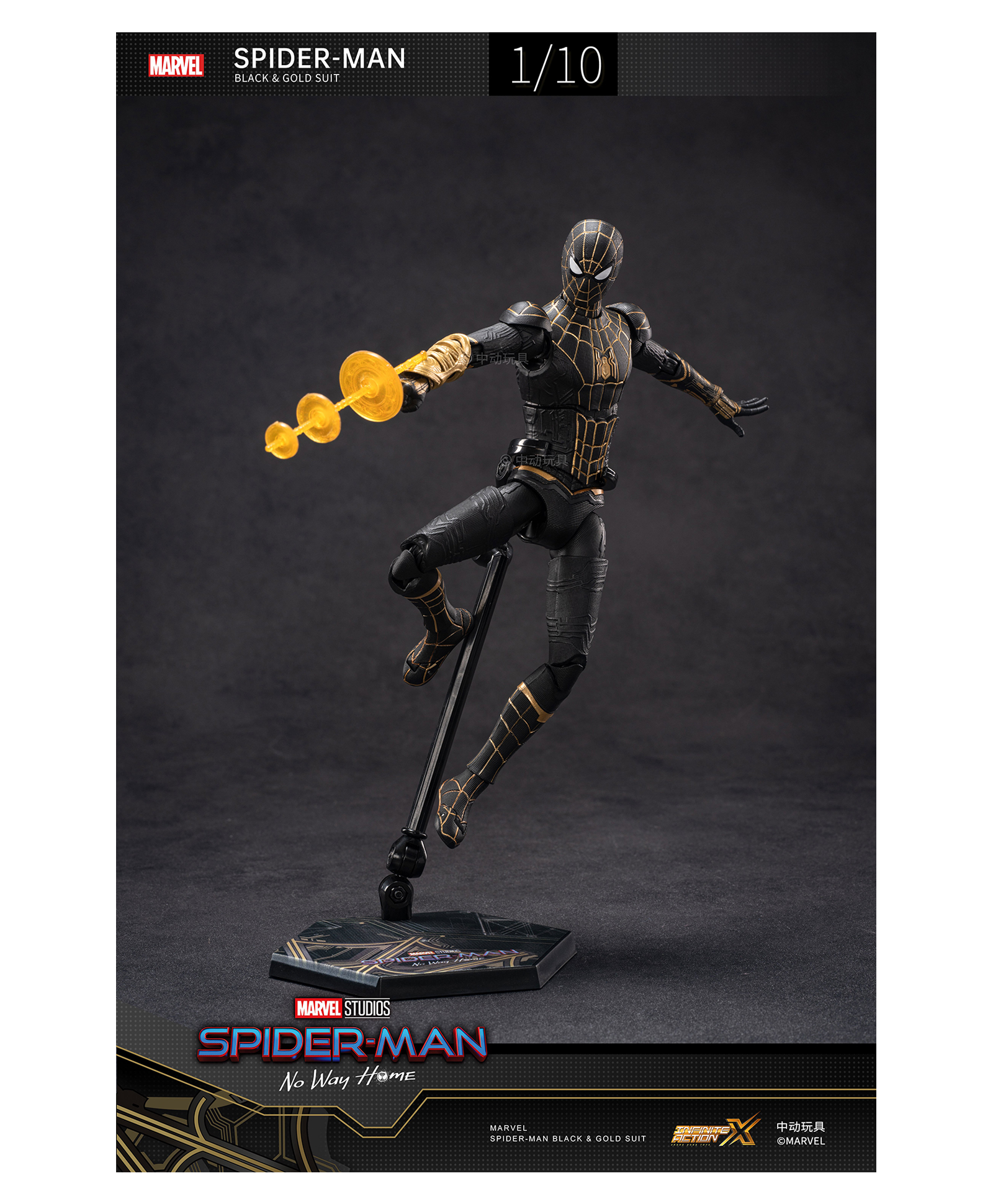 Marvel Spiderman Black & Gold Suit - No Way Home Action Figure Toy-image-21