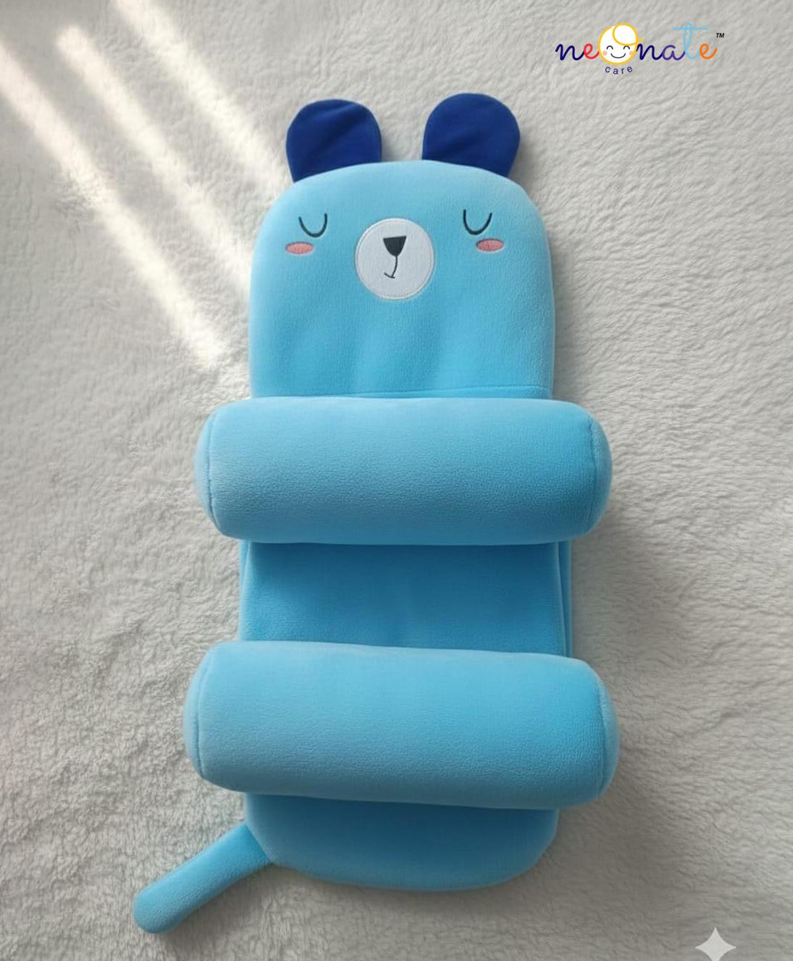 NeonateCare Adjustable Grow with me fit Perfect Airflow Sweat Free Comfort Neck Pillow - SkyBlue digital Print