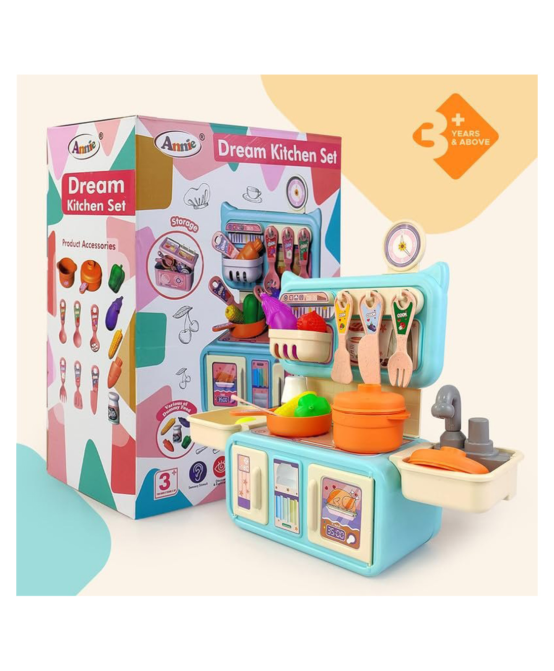 SANJARY Dream Kitchen Set Pretend Play Set Realistic Cooking Action Toy for Kids Color Design May Vary-picture-34