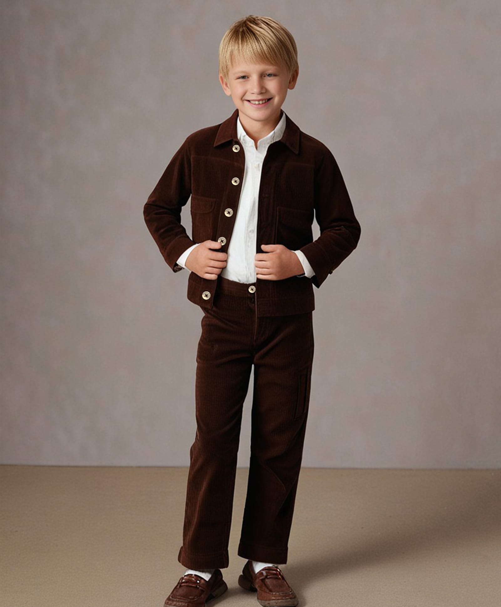 Cherry Crumble By Nitt Hyman Cotton Woven Full Sleeves Solid Winter Jacket & Pant Set - Wine-picture-17