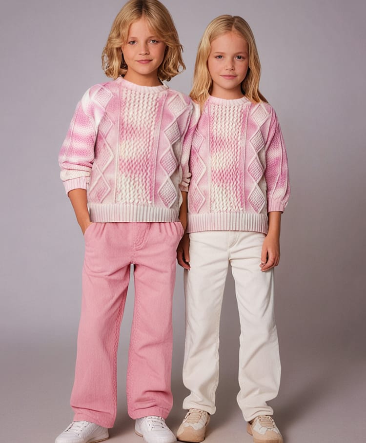 Cherry Crumble By Nitt Hyman Cotton Knit Full Sleeves Cable Knit Designed Tie & Dye Unisex Sweater - Multi Colour-picture-21