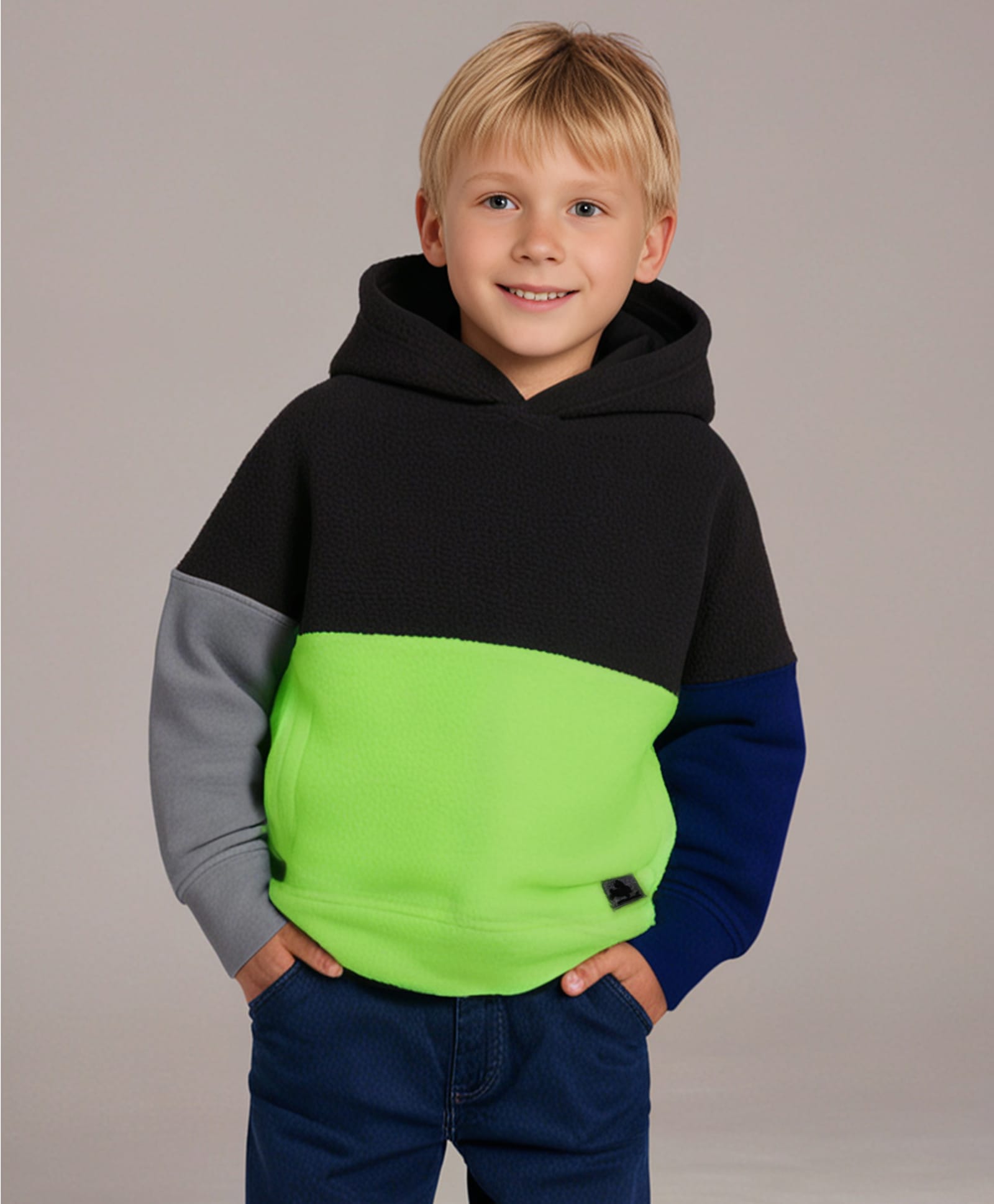 Cherry Crumble By Nitt Hyman Knit Full Sleeves Colour Blocked Unisex Hooded Winter Sweatshirt.- Multi Colour-picture-34