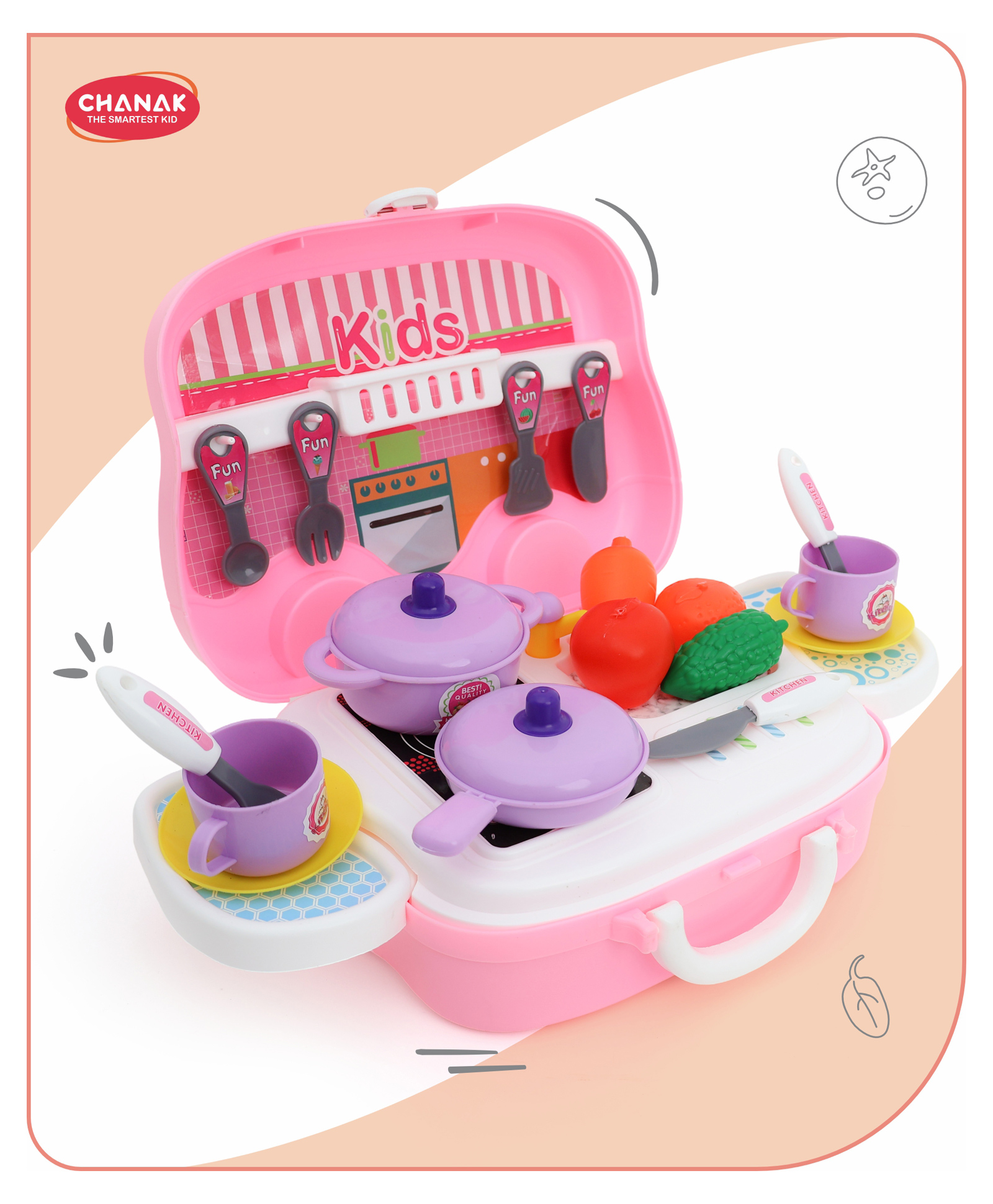 Aditi Toys Plastic Luxury Kitchen Set Cooking Toy with Briefcase and Accessories 26 pieces - Multicolor-picture-20