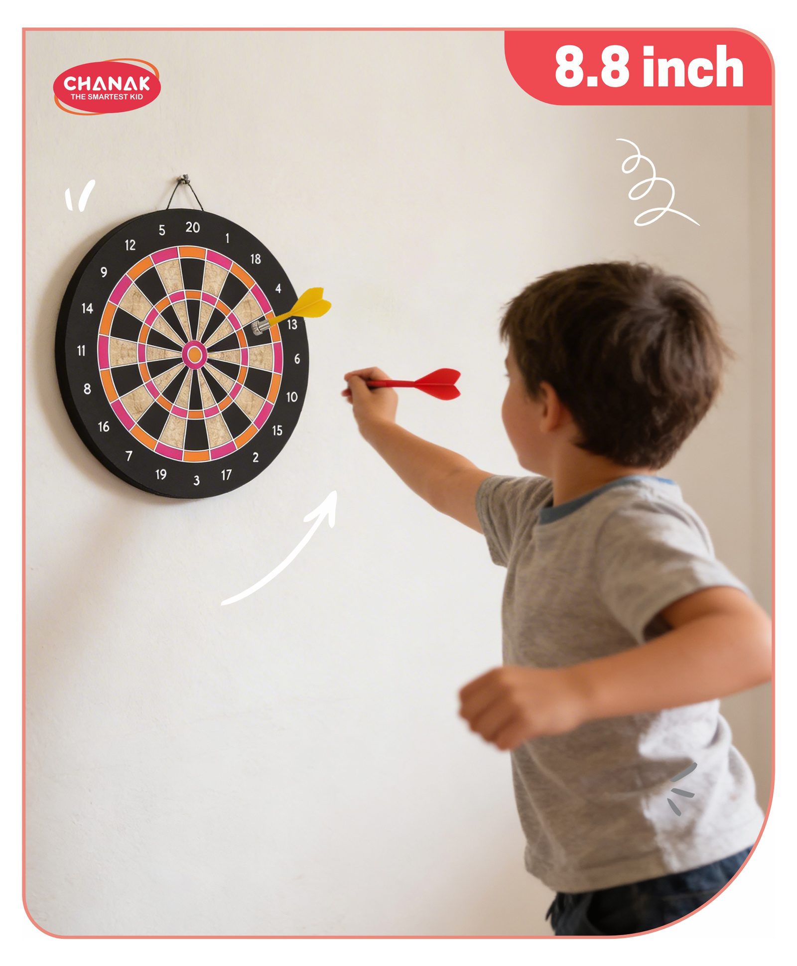 Aditi Toys 8.8-Inch Magnetic Dart Board with 3 Magnetic Darts, Safe & Fun Game for Kids-picture-15