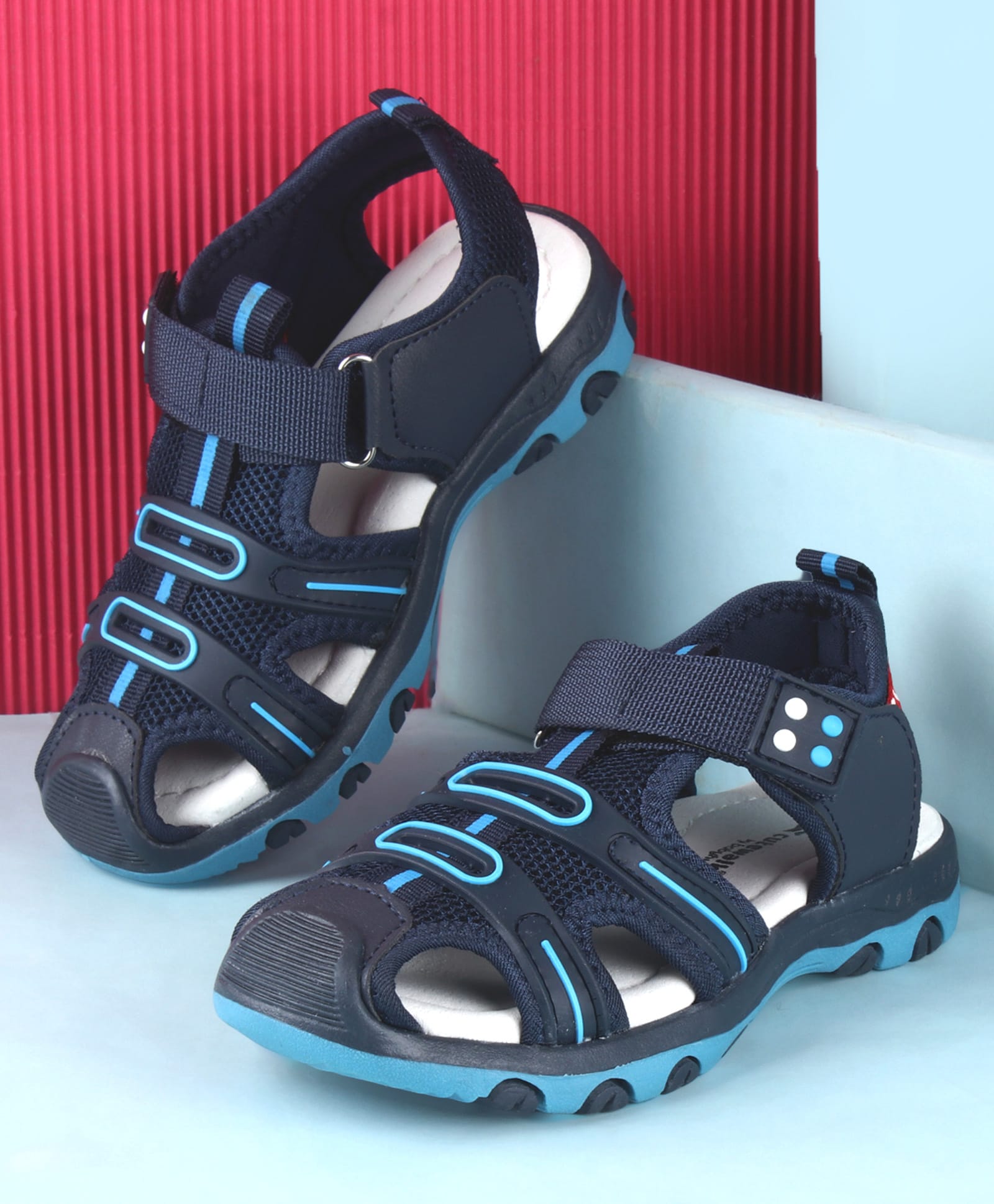 Cute Walk by Babyhug Sandals Solid Color With Velcro Closure - Navy Blue-image-32