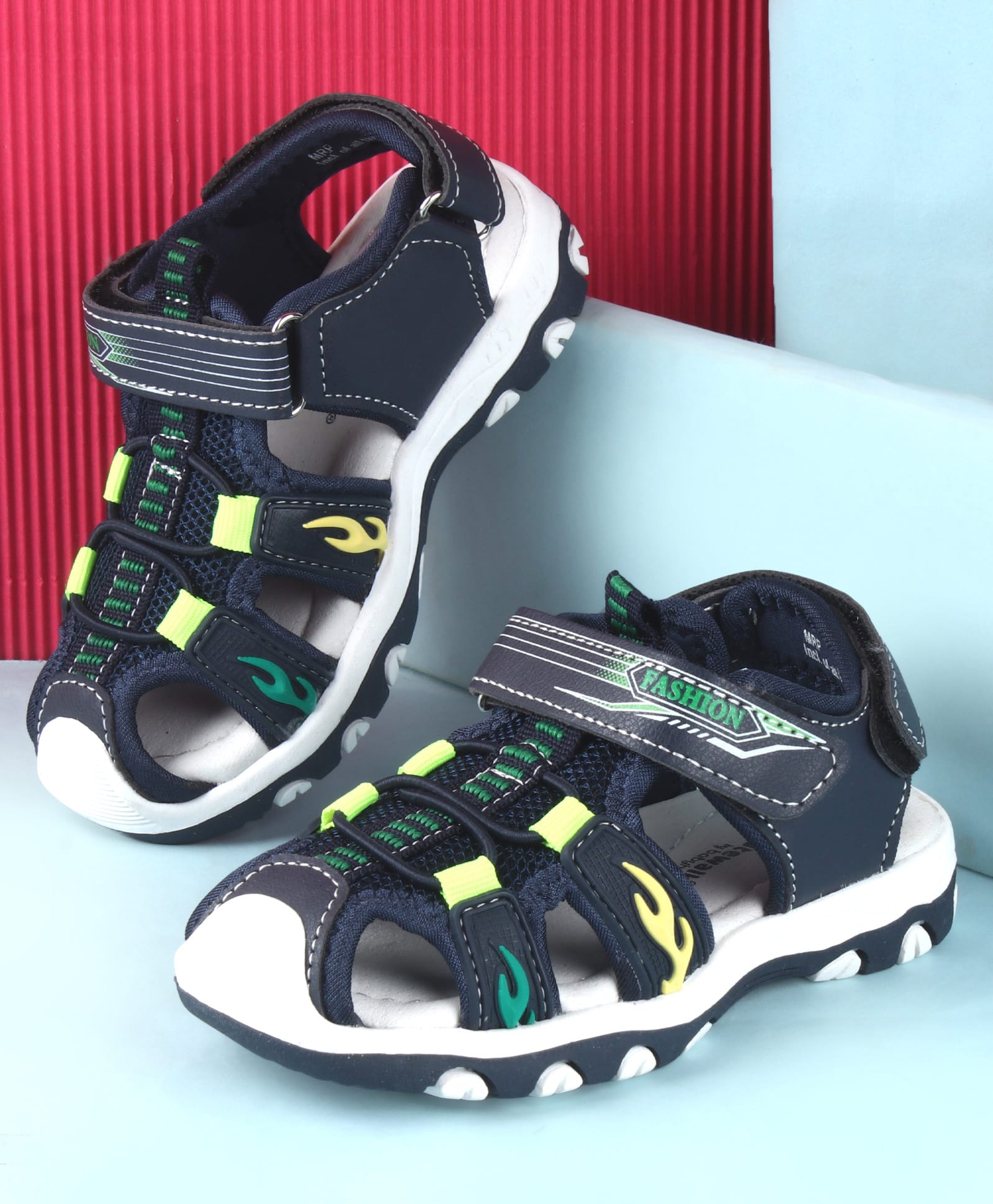 Cute Walk by Babyhug Sandals With Velcro Closure & Text Print - Navy Blue