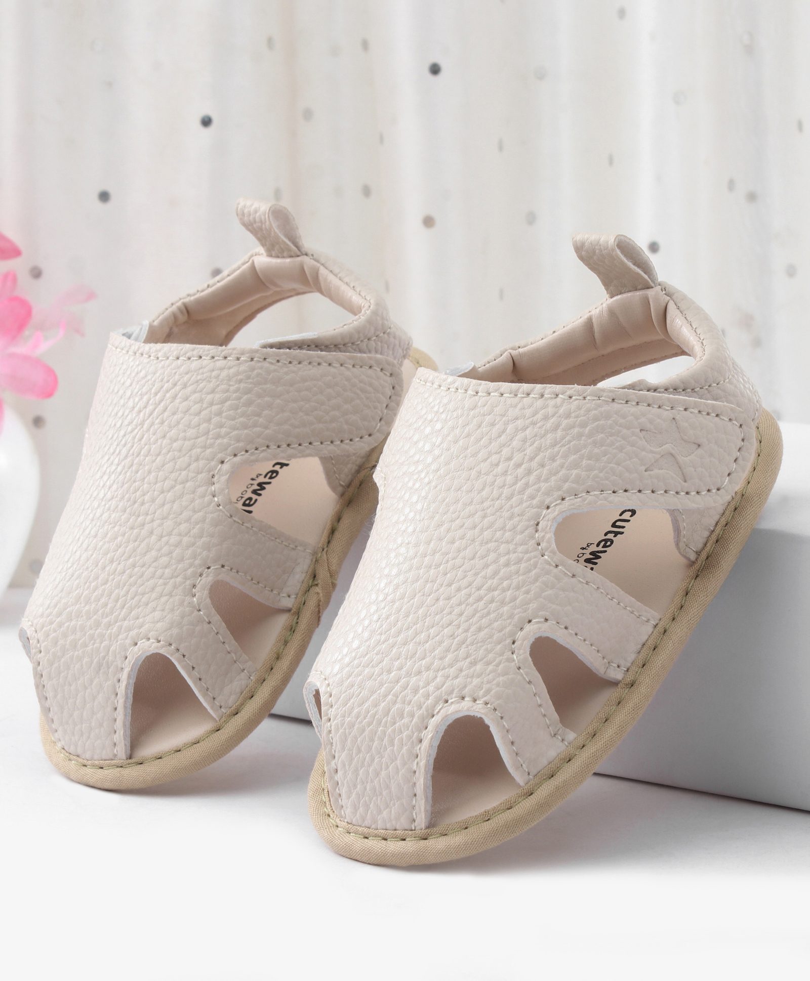 Cute Walk by Babyhug Solid Booties With Textured Design - White-image-46