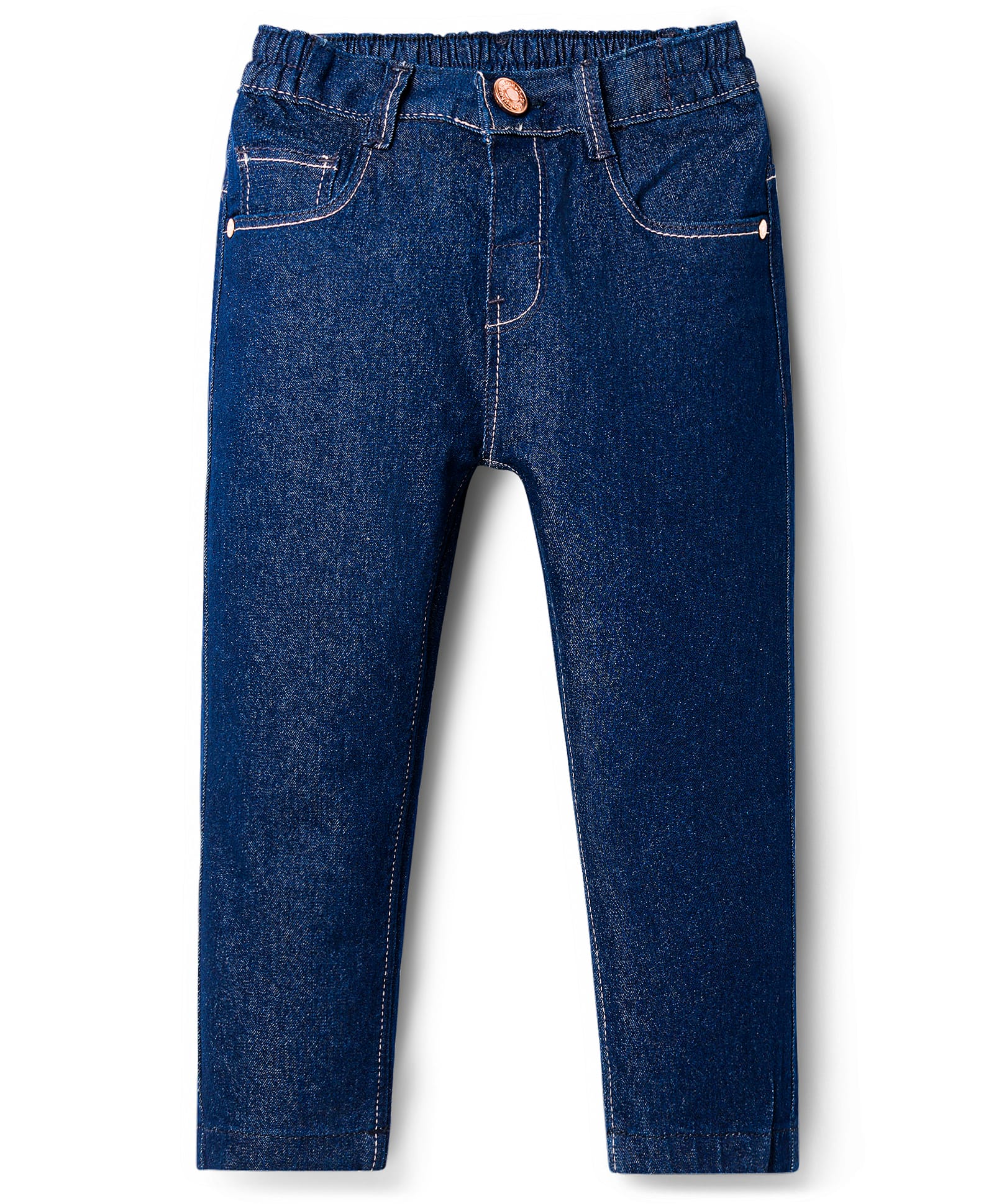 Babyhug Denim Full Length Washed Jeans With Stretch - Navy Blue-picture-11