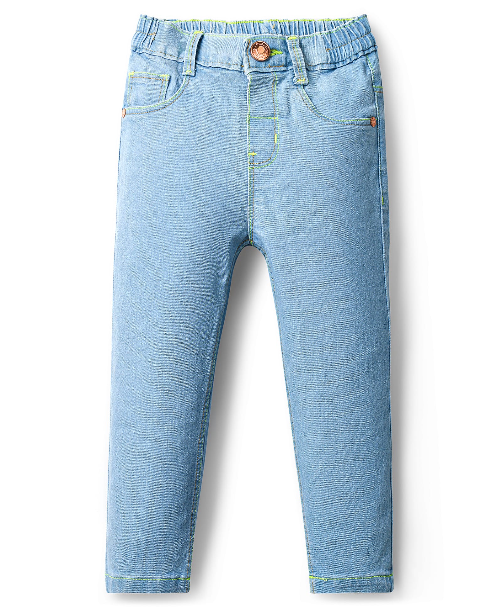 Babyhug Denim Full Length Washed Jeans With Stretch - Light Blue-picture-29