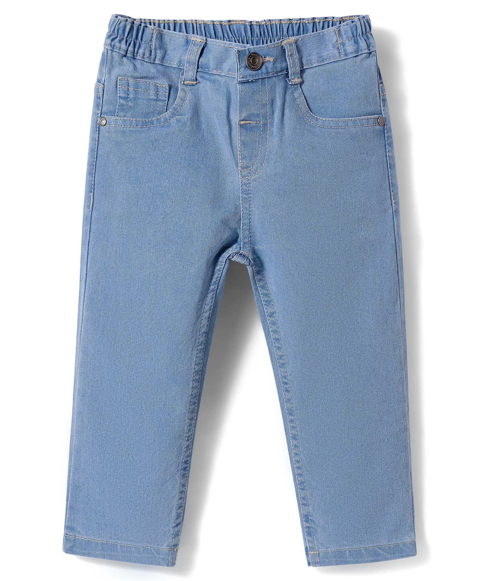 Babyhug Full Length Washed Denim Jeans With Stretch - Light Blue-picture-13