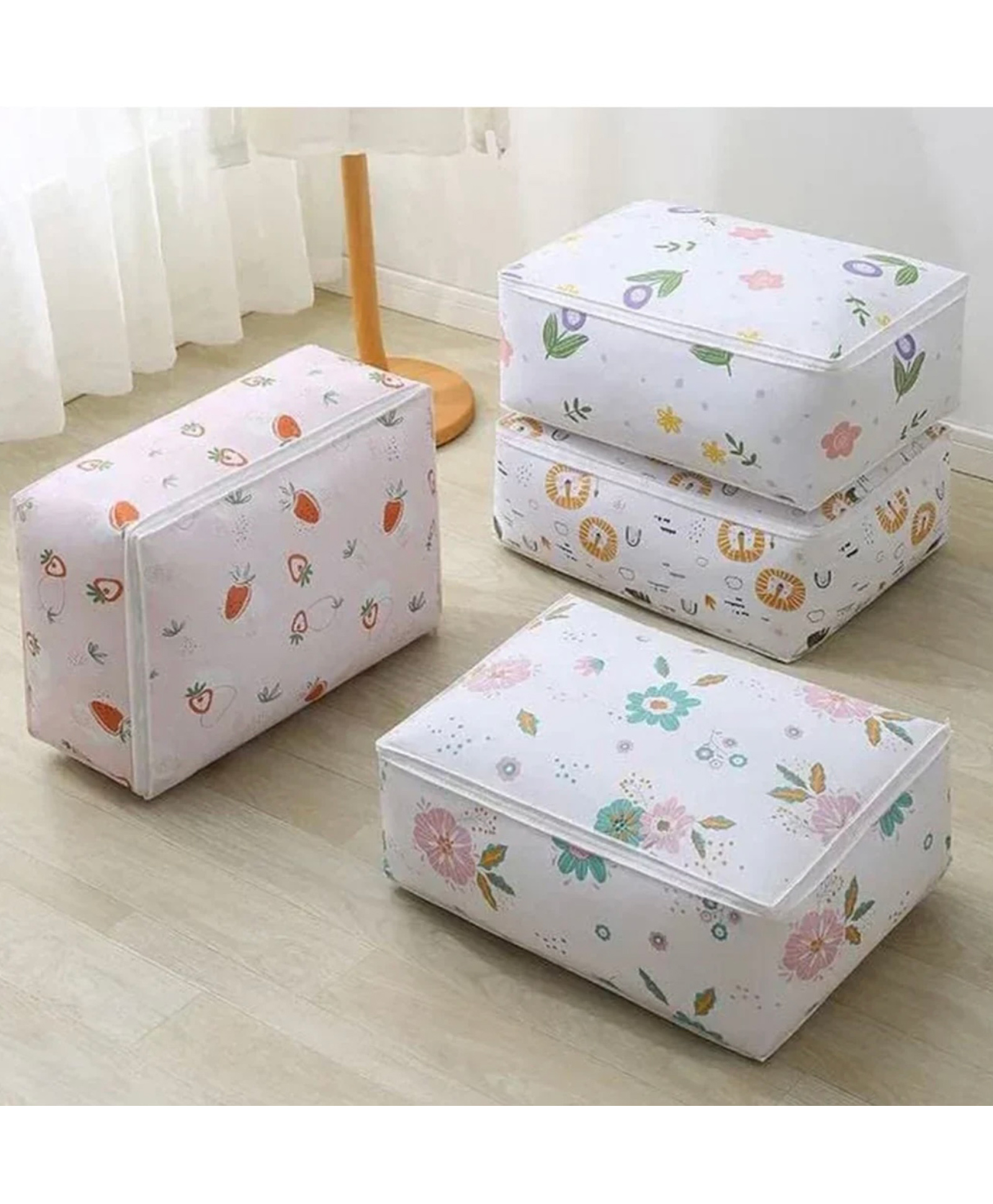 ARCADE TOYS Foldable Blanket Storage Organizer, Moisture Proof Mildew Proof Dust Proof Quilt Storage Bags, for Storing Quilts Coats, Jackets Home Use Pillows, Blankets-PACK OF 1-COLOR MAY VARY