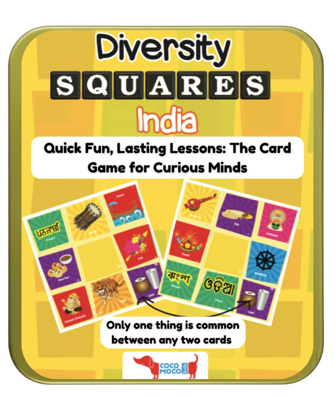 CocoMoco Kids Diversity Squares India Card Game for Kids | Learn About Indian Culture, Religions, Food, Dance, Languages | Educational Games, Return Gift for Kids (57 Cards, Pack of 1)-image-28