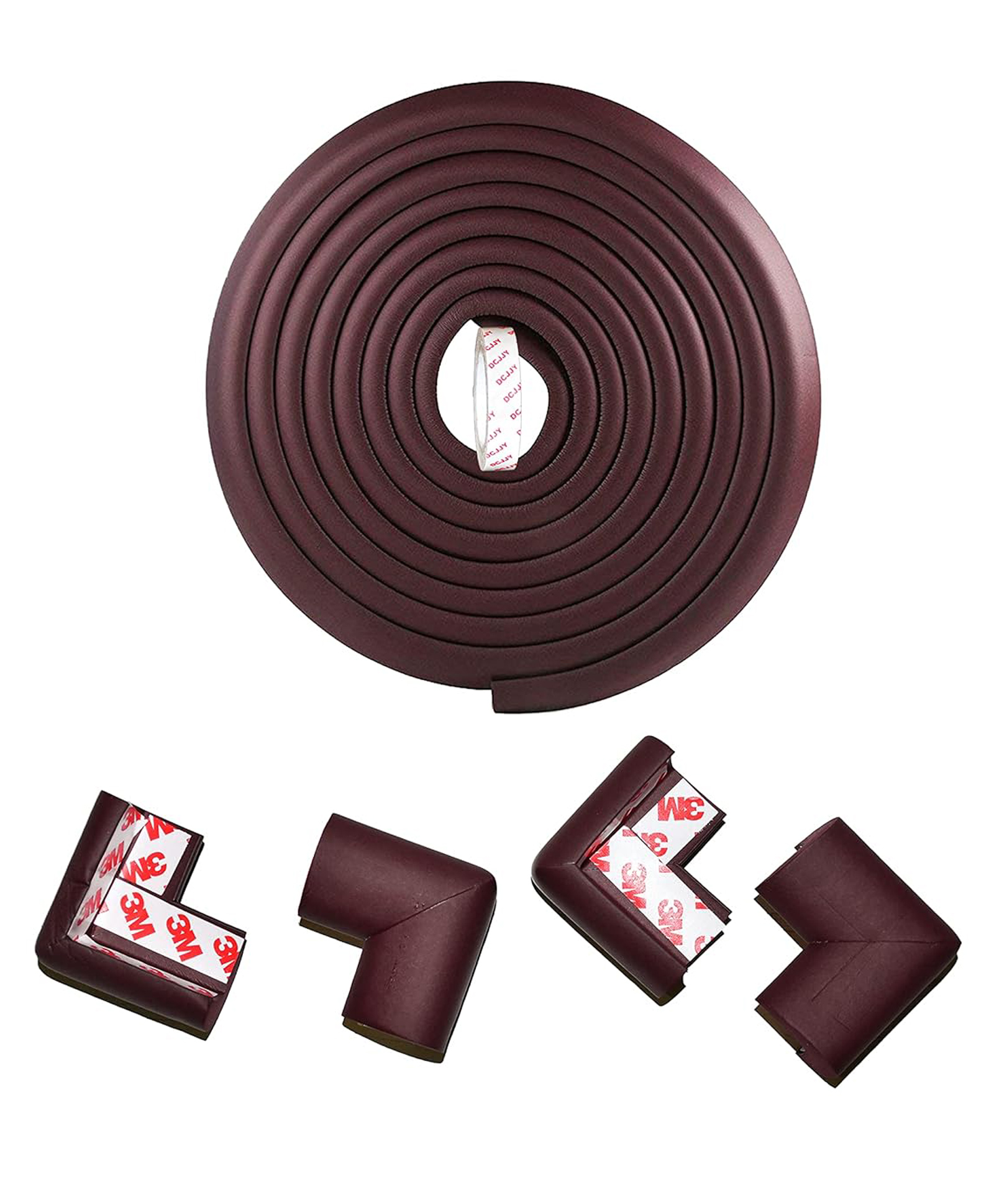 THE LITTLE LOOKERS Baby Proofing 2 metre L-Shaped Edge Guards Roll | Child Safety Edge Protectors | Safety accessories for babies/kids/Children (brown, 1 Proofing & 4 Corner Guard)-image-23