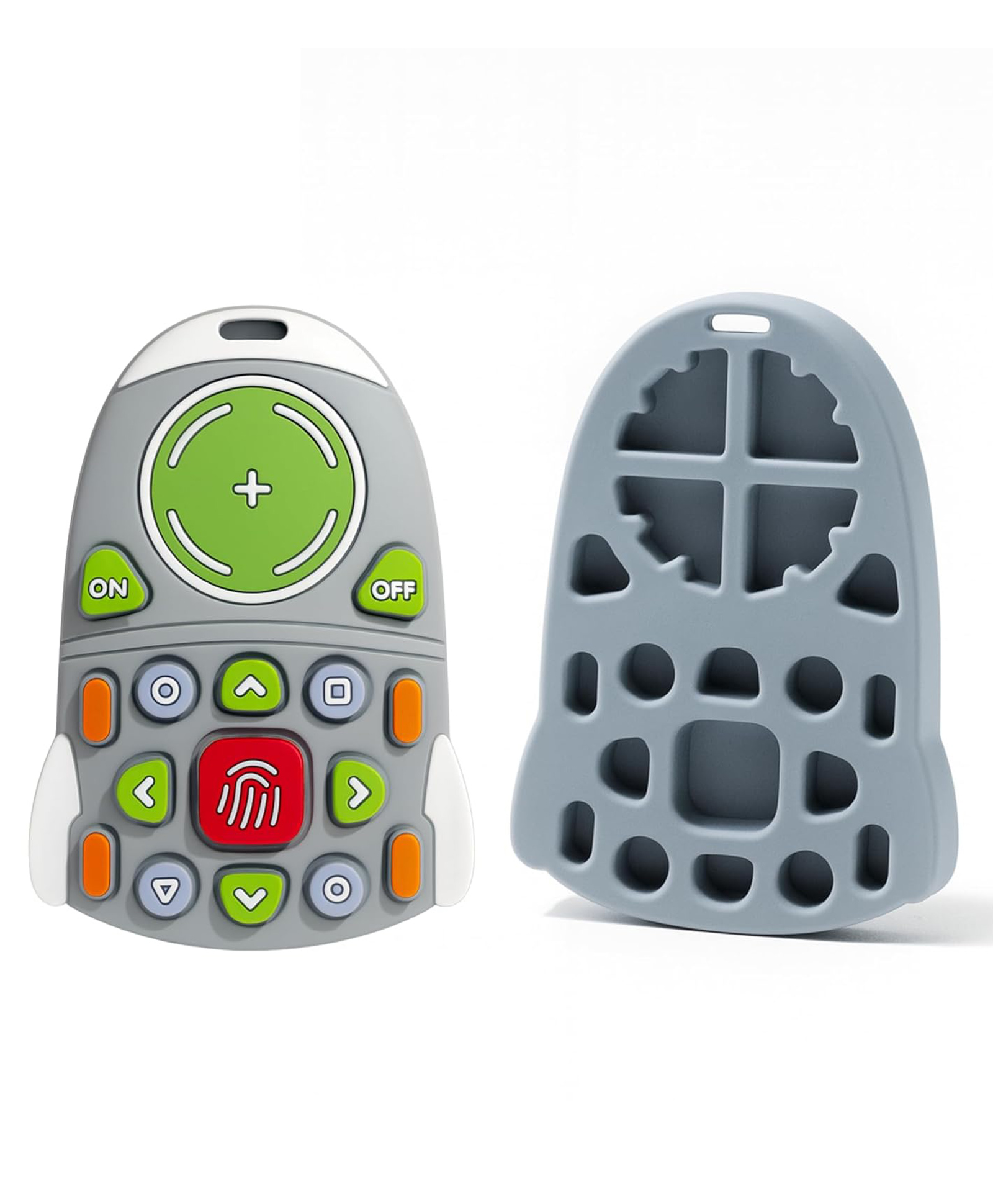 TheLittleLookers(BabyRemoteTeetherToy)100% Food-Grade Silicone|BPA-Free,Textured Chew Toy for Infants & Toddlers|Soothes Gums, Easy Grip & Dishwasher Safe(One Size)-(Rocket Grey)-image-44