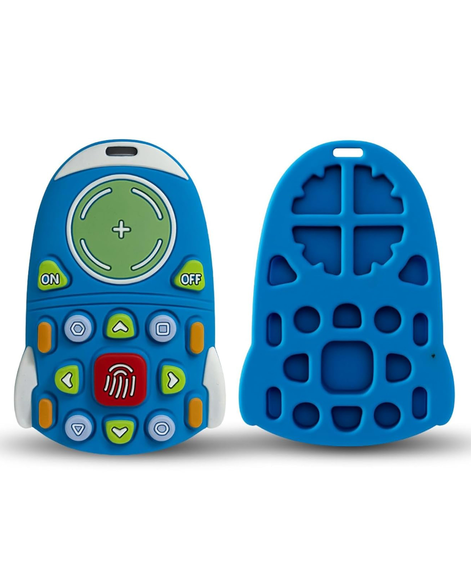 TheLittleLookers(BabyRemoteTeetherToy)100% Food-Grade Silicone|BPA-Free,Textured Chew Toy for Infants & Toddlers|Soothes Gums, Easy Grip & Dishwasher Safe(One Size)-(Rocket Blue)-image-13