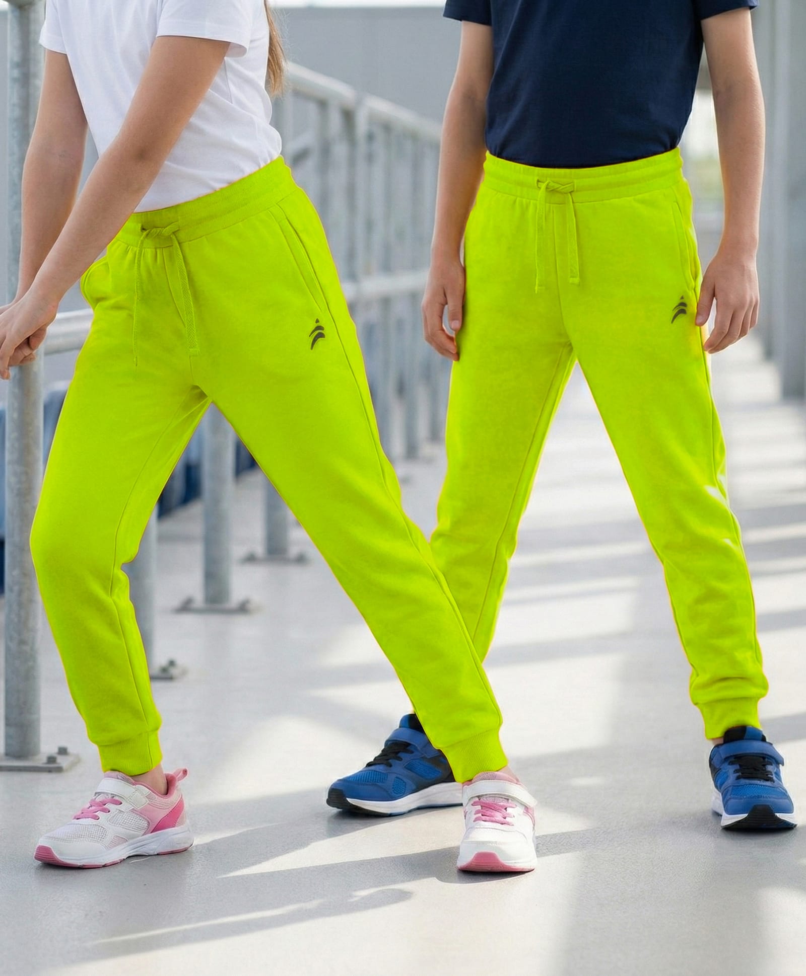Pine Active Cotton Knit Full Length Solid Color Track Pant - Neon Green-image-23