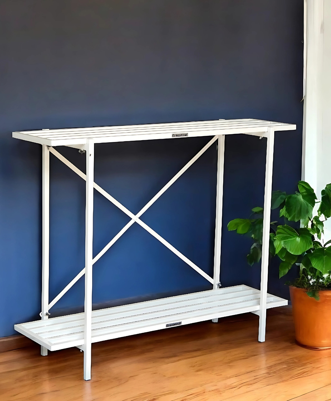 Ecofynd Eric Plant Stands for Outdoor Balcony, Flower Pot Stand for Indoor Plants, Large Metal Planter Stand for Living Room, home decor, Indoor & Outdoor plants, 2 Tier, (PS041-BLK)-image-15