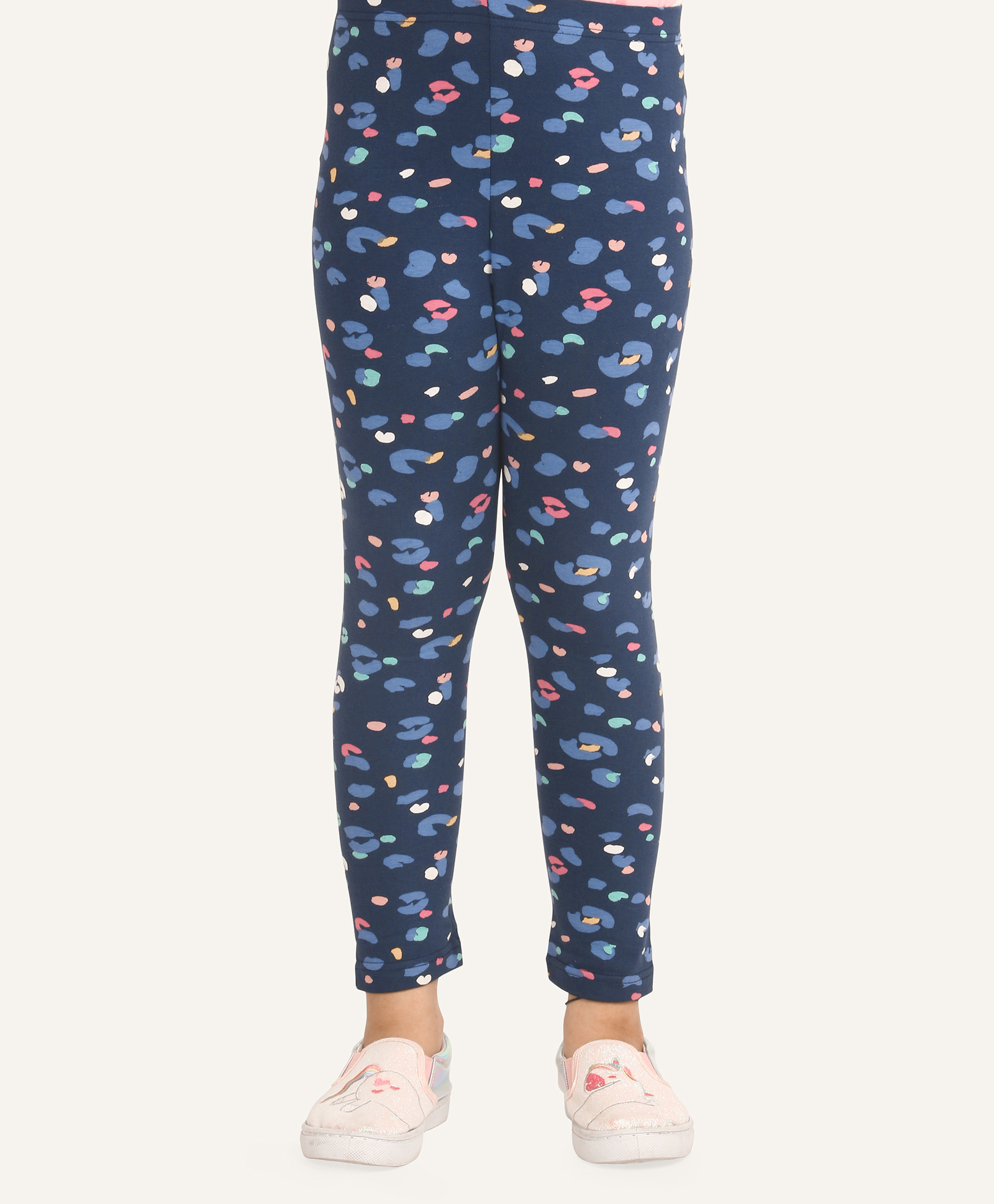 Ariel Cotton Knit Abstract Print Leggings - Navy Blue-picture-27