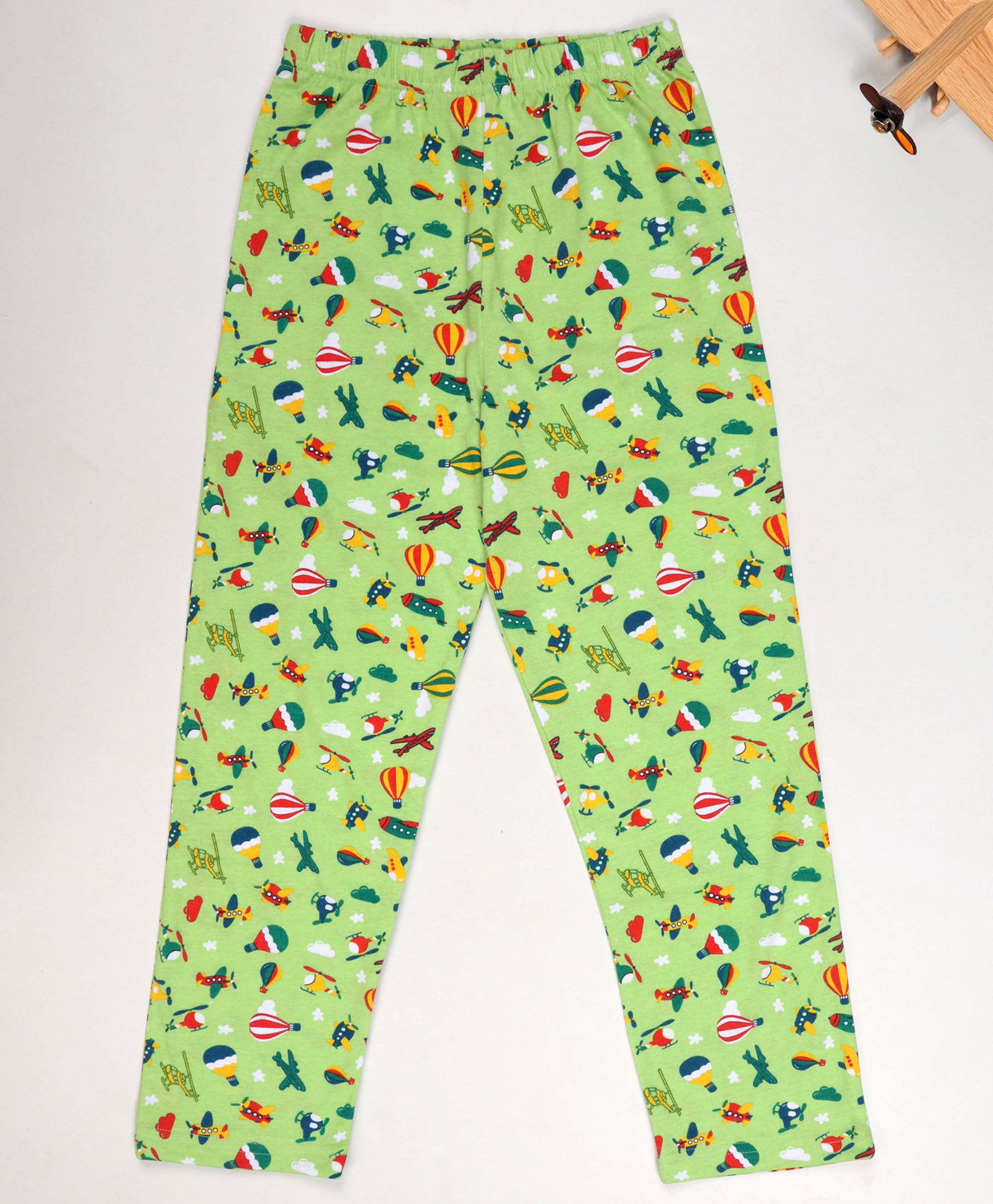 Kiddopanti Cotton Knit Airplanes Printed Pajama - Green-picture-24