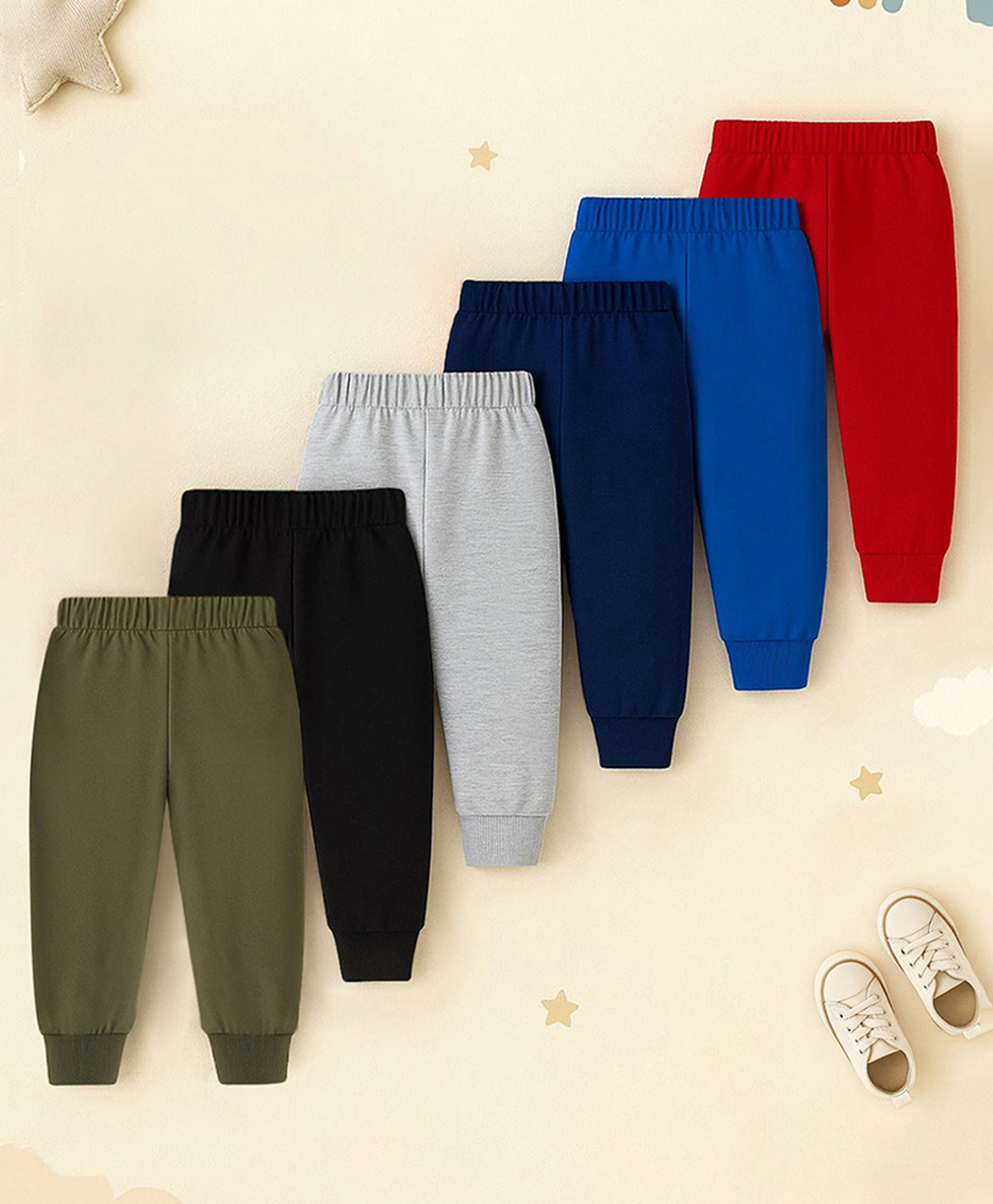 Trampoline Cotton Blend Knit Pack Of 6 Solid Pajamas - Multi Colour-picture-30