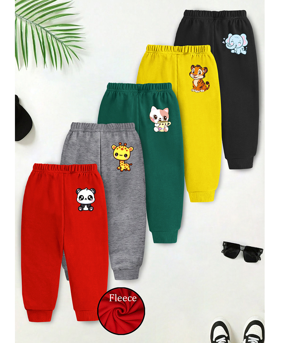 Trampoline Fleece Knit Pack Of 5 Pajamas With Animal Print - Multi Colour-picture-16