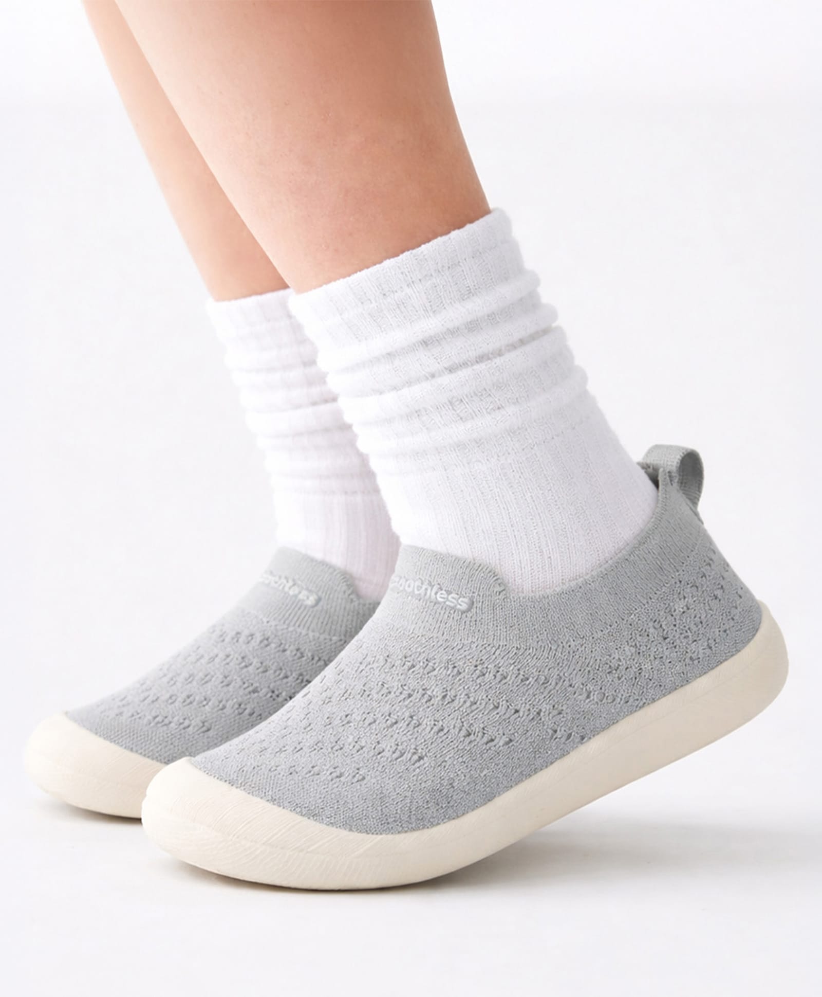 Toothless Mesh Detailed Slip On Shoes - Grey-picture-23