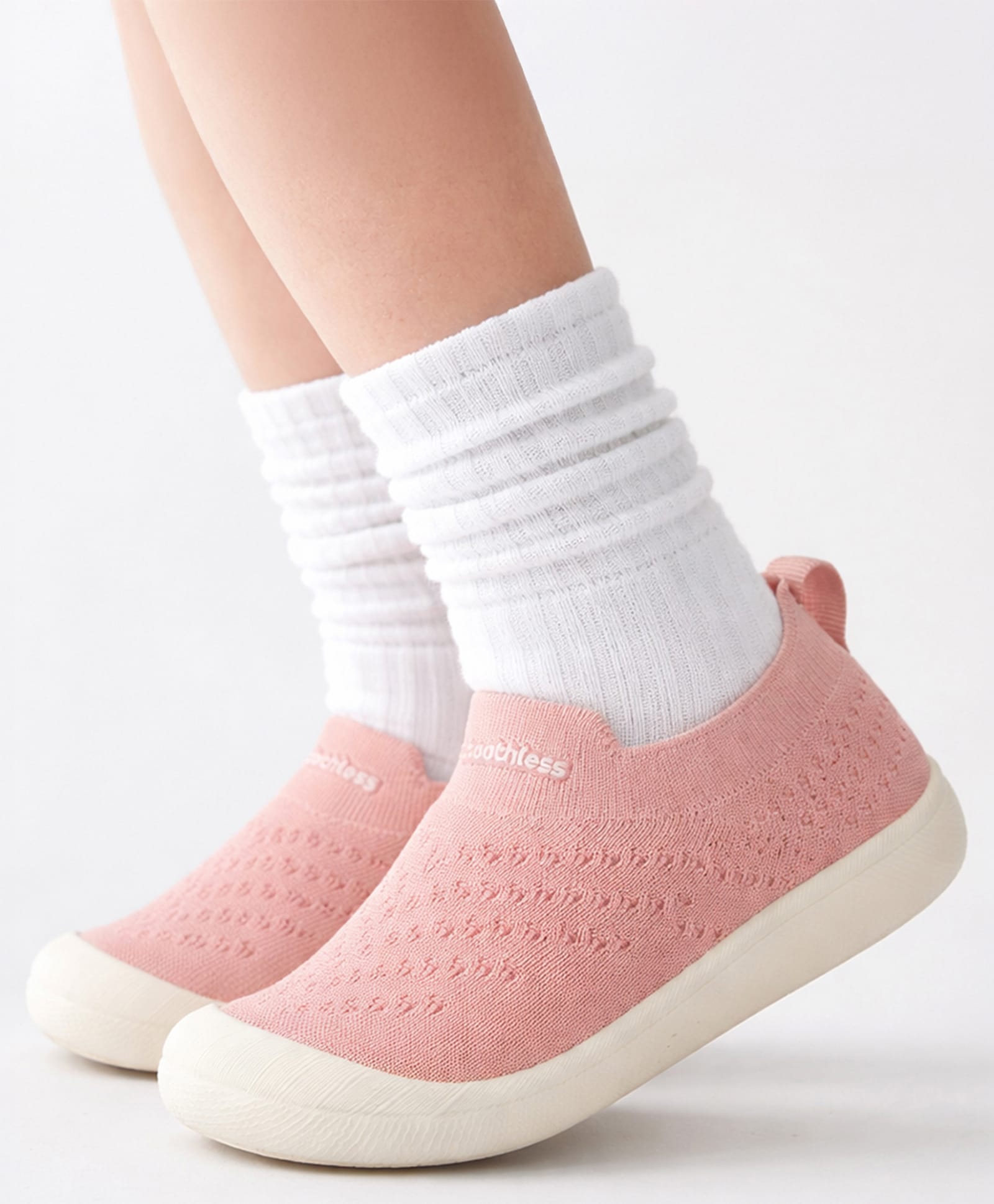 Toothless Mesh Detailed Slip On Shoes - Peach-image-44