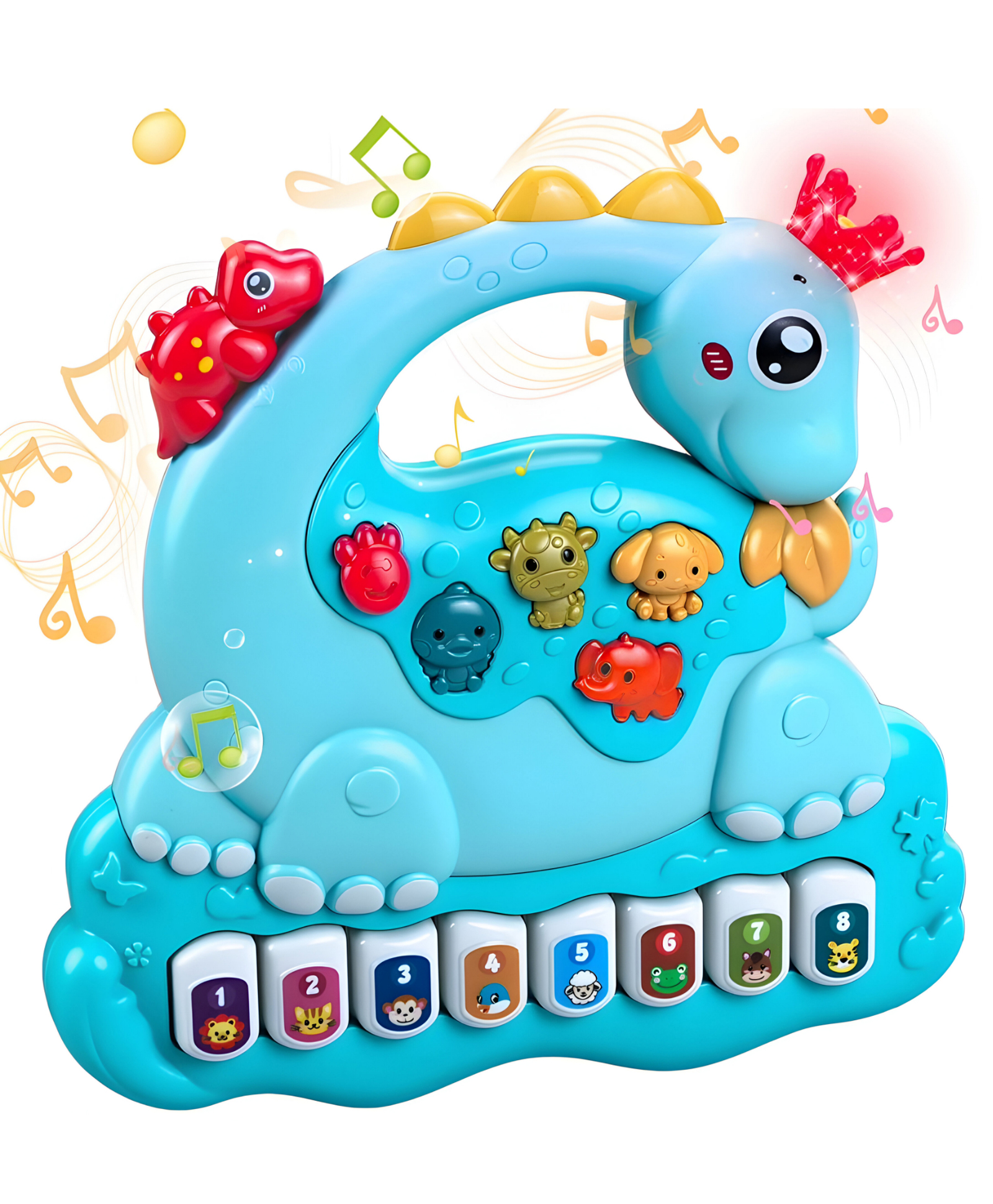 NEGOCIO Dinosaur Light Up Music Baby Toys with Animal Sounds Early Learning Educational Piano Keyboard for toddlers- PACK OF 1- COLOR MAY VARY-image-30