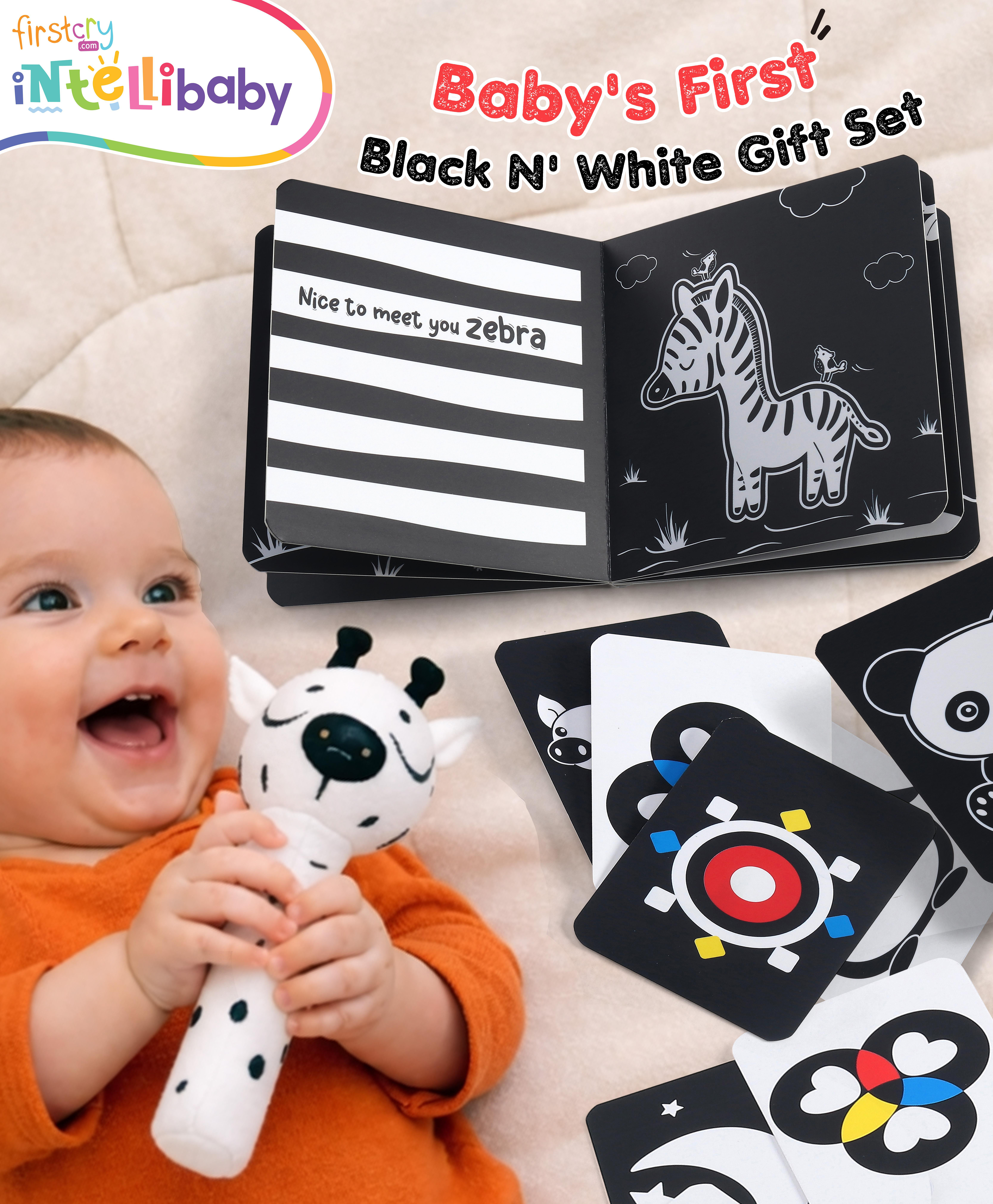 Intellibaby 3-in-1 Baby's First Black N' White High Contrast Premium Gift Set | Early Sensory Development | Newborn Visual Stimulation | BIS Certified | Educator Recommended | Ideal For Gifting-picture-27