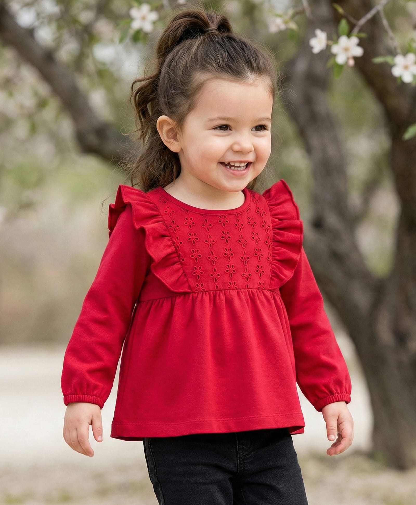 Babyhug 100% Cotton Knit Full Sleeves Solid Top - Red-image-33
