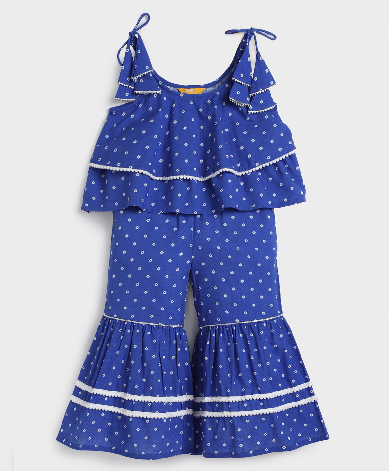 Somersault Cotton Woven Sleeveless Motifs Printed Top & Sharara Set - Blue-picture-21