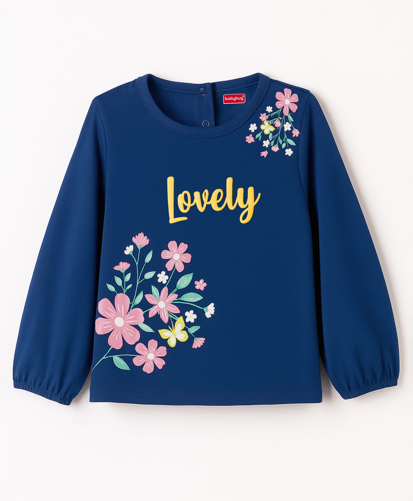 Babyhug Single Jersey Knit Full Sleeves Top With Floral Print - Navy Blue-picture-21