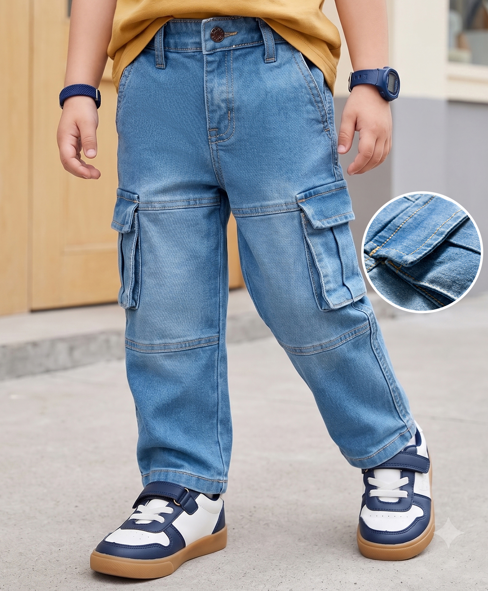 kookie kids india Kookie Kids Denim Woven Full Length Washed Jeans - Light Blue-picture-34