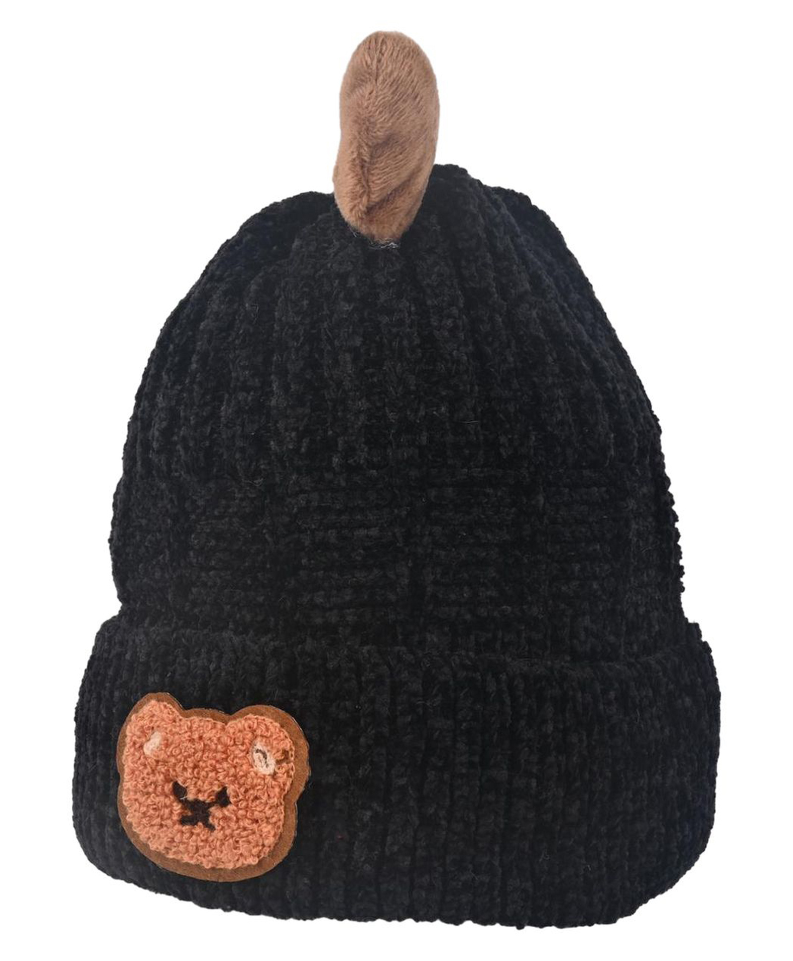 Kid-O-World Knit Teddy Bear Patch Detailed Cap - Black - Diameter - 48 Cm-picture-26