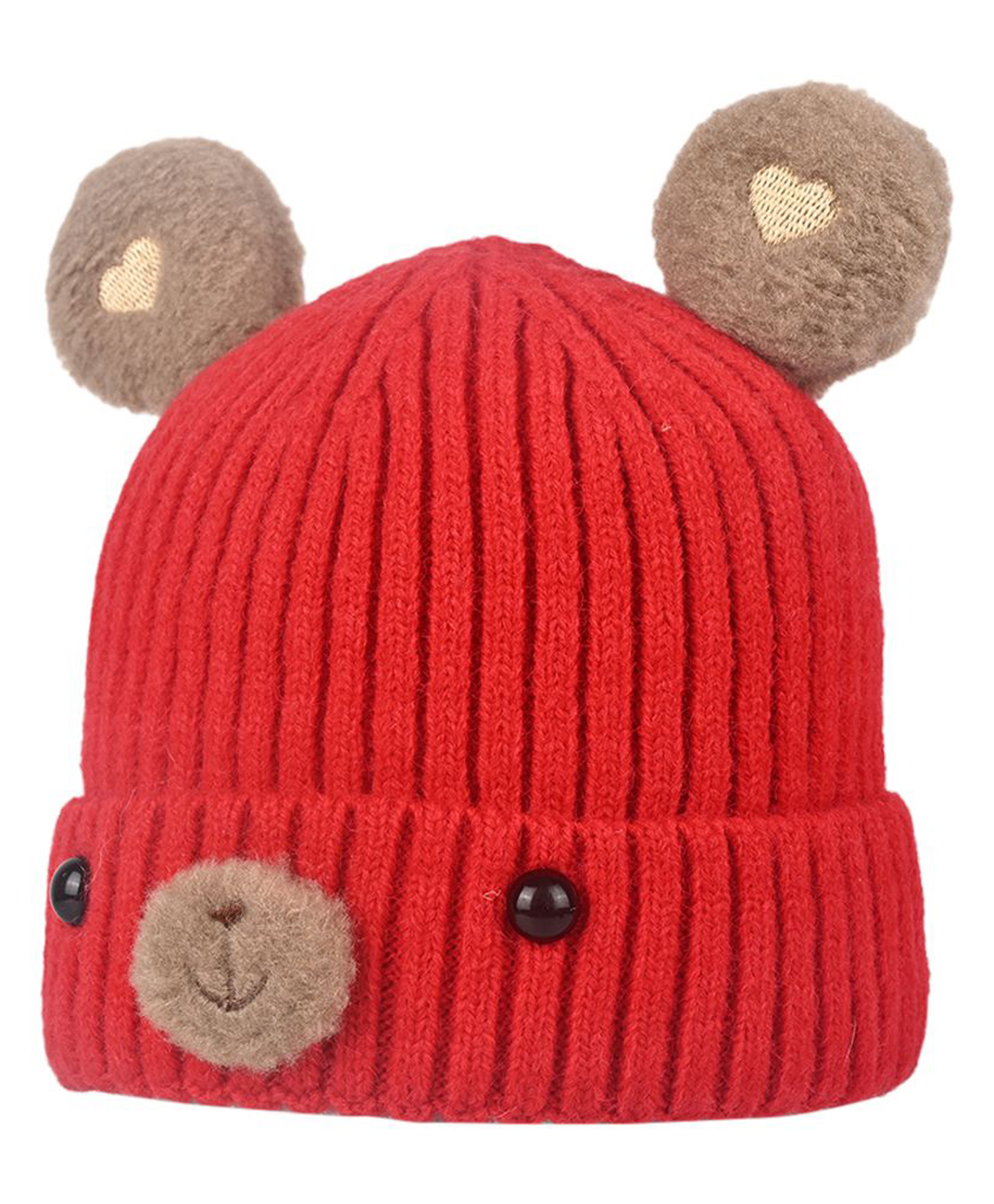 Kid-O-World Acro Wool Bear Face Applique Detailed Cap Red - Circumference - 48 cms-image-33