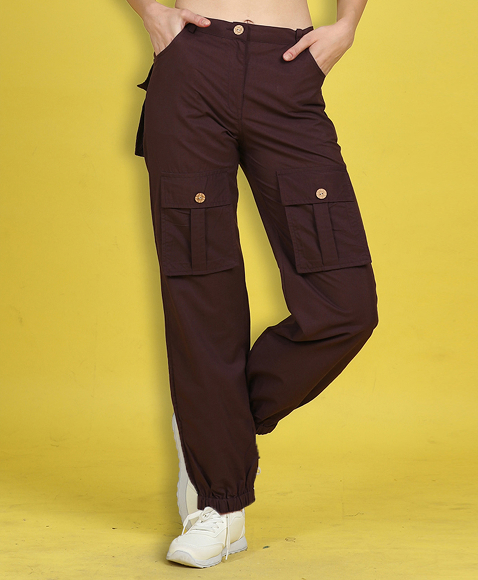 Cutiekins Woven Solid Cargo Pants - Coffee Brown-picture-35