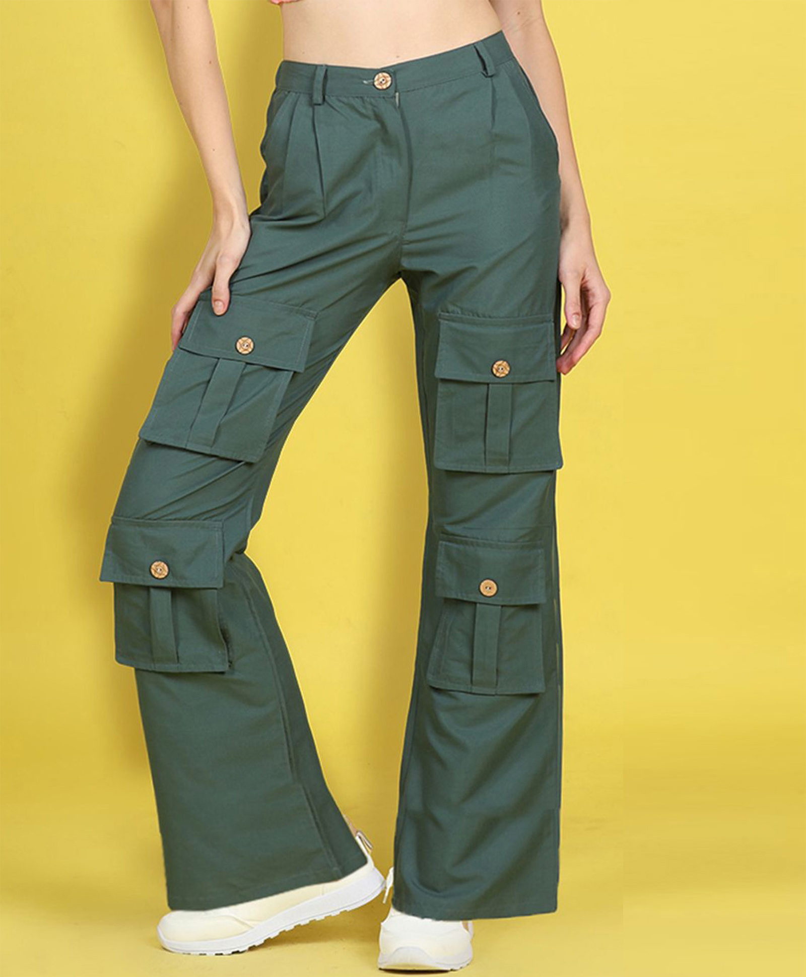Cutiekins Woven Solid Cargo Pants - Sea Green-image-45