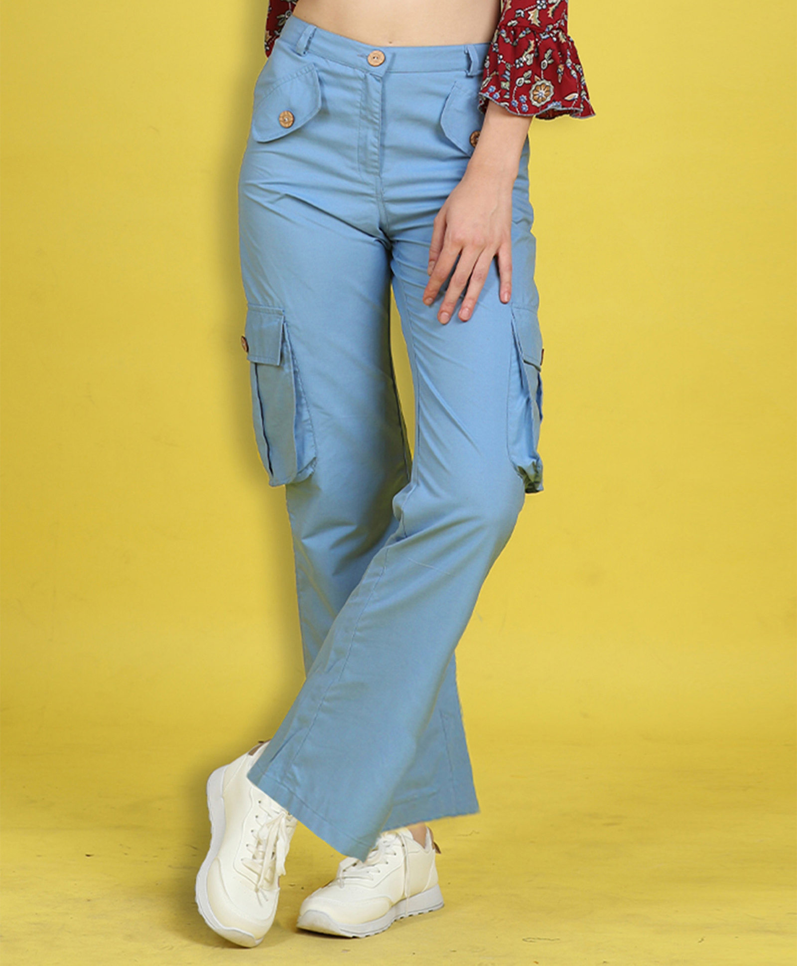 Cutiekins Woven Solid Cargo Pants - Blue-picture-11