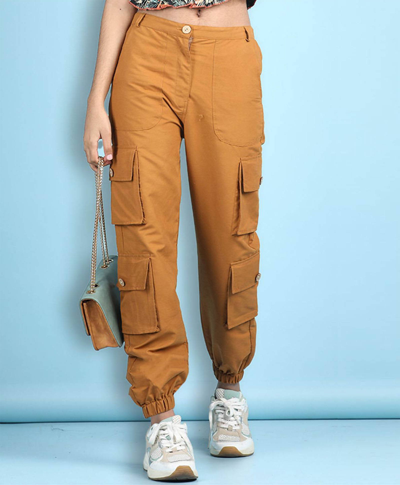 Cutiekins Woven Solid Cargo Pants - Mustard-picture-27
