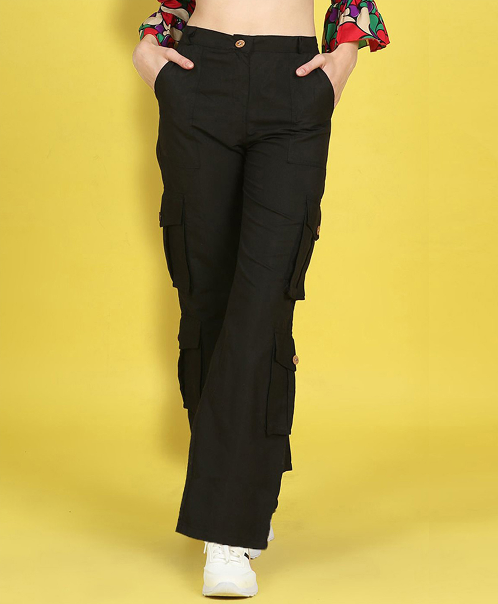 Cutiekins Woven Solid Cargo Pants - Black