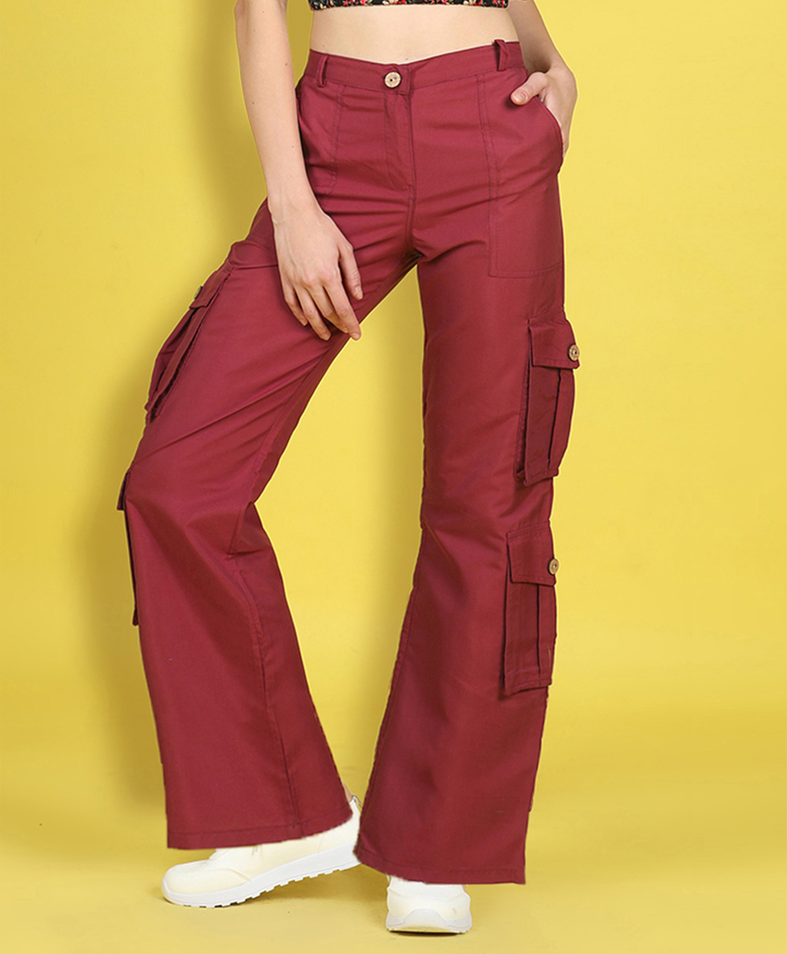 Cutiekins Woven Solid Cargo Pants - Maroon-picture-21