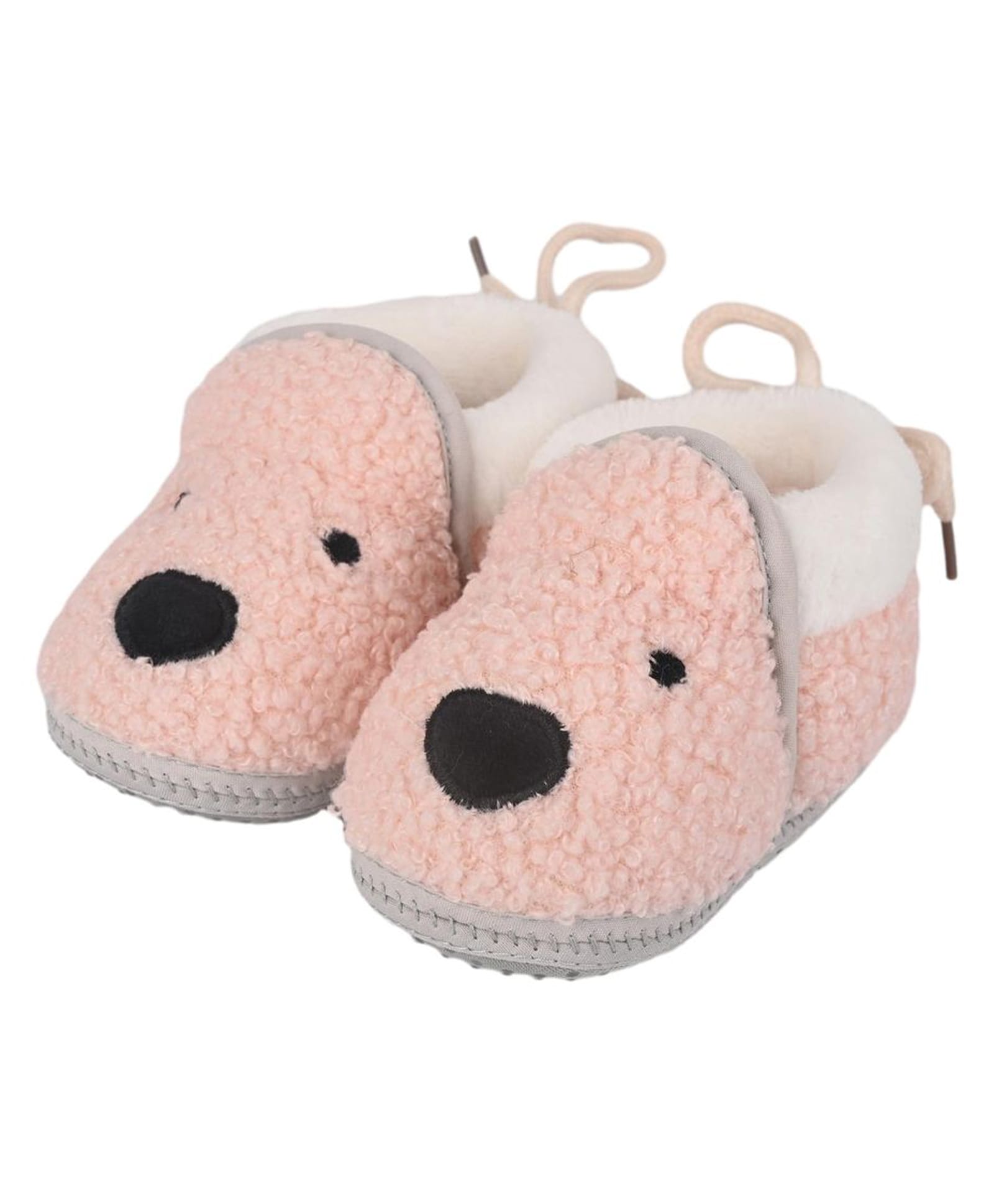 Kid-O-World Dog Face Designed Fur Detailed Lace Up Booties - Light Pink-image-43