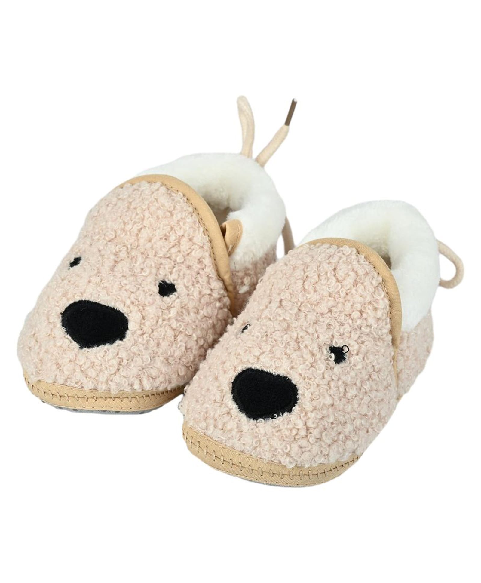 Kid-O-World Dog Face Designed Fur Detailed Lace Up Booties - Off White-picture-24