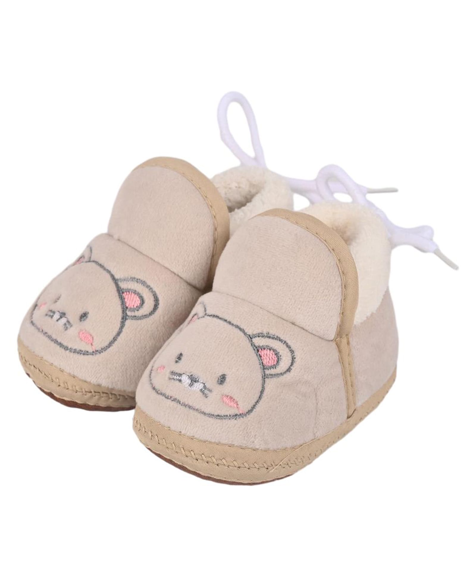 Kid-O-World Bear Face Designed Slip On Winter Booties - Beige-picture-13