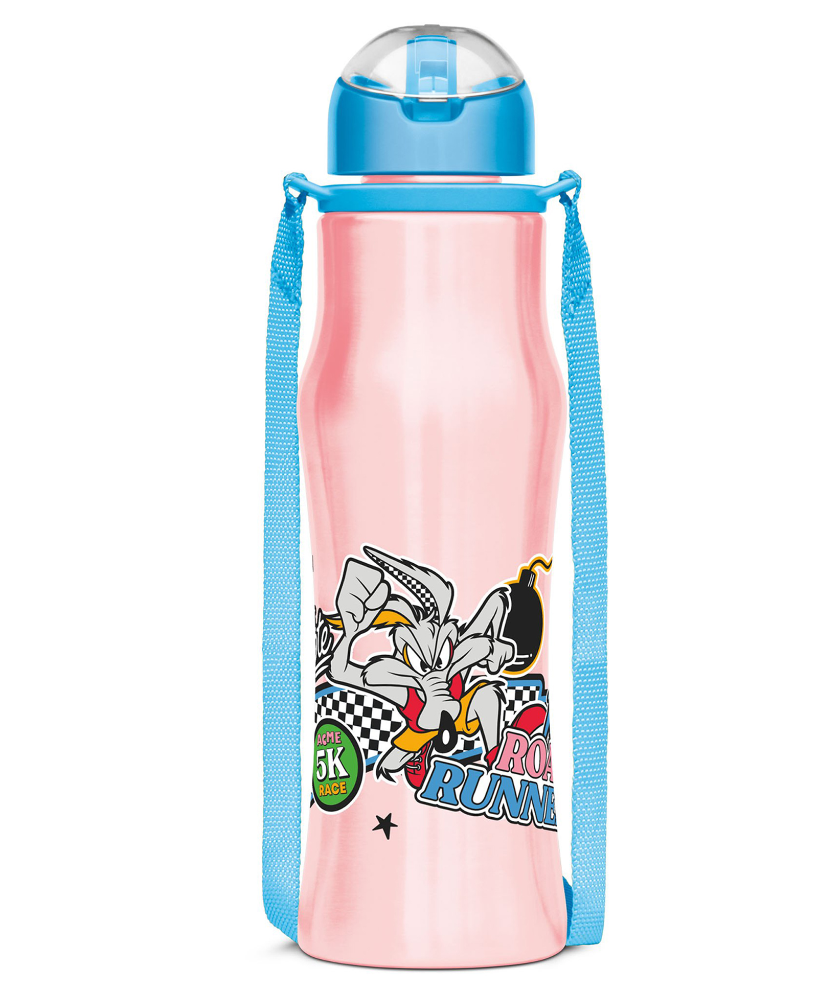 MILTON Sipmate 650 Stainless Steel Sipper Water Bottle Single Walled Leak Proof Rust Proof Bottle with Flip Lid for School, Office & Gym With Tom & Looney Tunes Print Pink - 600 ml-picture-7